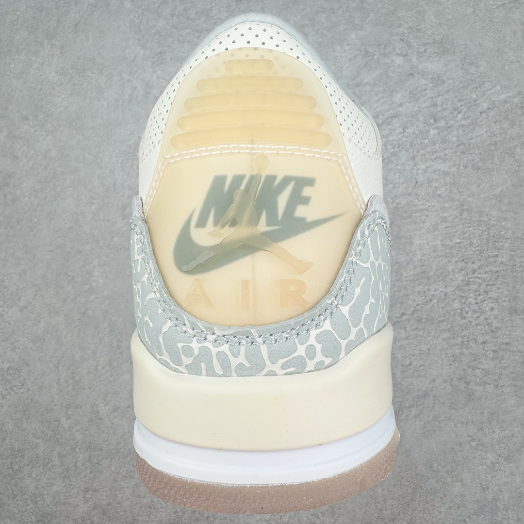 图片[8]-＃PB福利特价 Air Jordan AJ3 Retro 市场中端王者 全套原纸板楦头开发 原厂大底磨具加持立体防滑纹理 原装可视Air Sole气垫 原汁原味最完美的三代版型 唯一正确鞋头趴度弧度高度鞋身腰线 此版本只针对中端市场 皮料材质有所更替 其他数据细节工艺流程均保持一致 绝不口嗨 细节品控鞋型随意秒杀市面3XX 4XX 原厂TPU后跟饰片 正确内里反口里网布 皮料菱角分明不变形无多余毛边 正确手工大底描漆拉丝 市场唯一原厂鞋扣模具 原厂织唛标 原厂飞人电绣工艺 尾指中部跳三针 独家绑鞋带手法 印刷中底布 四线拉帮 米色美纹纸贴合固定 进口港宝加持 后跟自然饱满 全鞋荧光划线卡点 追求极致完美 每一双都是工艺品 多重QC质检 超越公司货的品控标准 实实在在的免检产品 尺码：40 40.5 41 42 42.5 43 44 44.5 45 45.5 46 47.5-选品中心