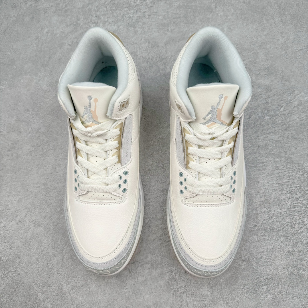 图片[2]-＃PB福利特价 Air Jordan AJ3 Retro 市场中端王者 全套原纸板楦头开发 原厂大底磨具加持立体防滑纹理 原装可视Air Sole气垫 原汁原味最完美的三代版型 唯一正确鞋头趴度弧度高度鞋身腰线 此版本只针对中端市场 皮料材质有所更替 其他数据细节工艺流程均保持一致 绝不口嗨 细节品控鞋型随意秒杀市面3XX 4XX 原厂TPU后跟饰片 正确内里反口里网布 皮料菱角分明不变形无多余毛边 正确手工大底描漆拉丝 市场唯一原厂鞋扣模具 原厂织唛标 原厂飞人电绣工艺 尾指中部跳三针 独家绑鞋带手法 印刷中底布 四线拉帮 米色美纹纸贴合固定 进口港宝加持 后跟自然饱满 全鞋荧光划线卡点 追求极致完美 每一双都是工艺品 多重QC质检 超越公司货的品控标准 实实在在的免检产品 尺码：40 40.5 41 42 42.5 43 44 44.5 45 45.5 46 47.5-选品中心