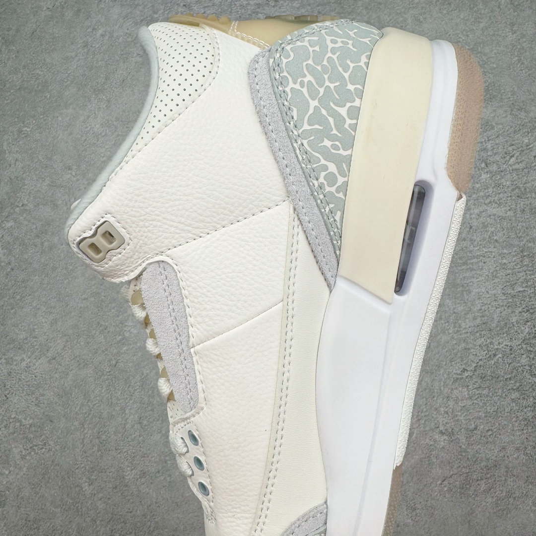 图片[7]-＃PB福利特价 Air Jordan AJ3 Retro 市场中端王者 全套原纸板楦头开发 原厂大底磨具加持立体防滑纹理 原装可视Air Sole气垫 原汁原味最完美的三代版型 唯一正确鞋头趴度弧度高度鞋身腰线 此版本只针对中端市场 皮料材质有所更替 其他数据细节工艺流程均保持一致 绝不口嗨 细节品控鞋型随意秒杀市面3XX 4XX 原厂TPU后跟饰片 正确内里反口里网布 皮料菱角分明不变形无多余毛边 正确手工大底描漆拉丝 市场唯一原厂鞋扣模具 原厂织唛标 原厂飞人电绣工艺 尾指中部跳三针 独家绑鞋带手法 印刷中底布 四线拉帮 米色美纹纸贴合固定 进口港宝加持 后跟自然饱满 全鞋荧光划线卡点 追求极致完美 每一双都是工艺品 多重QC质检 超越公司货的品控标准 实实在在的免检产品 尺码：40 40.5 41 42 42.5 43 44 44.5 45 45.5 46 47.5-选品中心