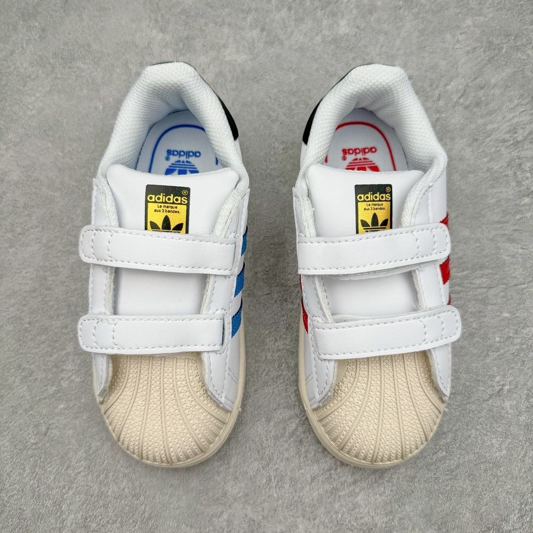 图片[2]-Adidas Superstar Foundation CF 官网同步魔术扣 贝壳头童鞋 萌娃必备 亲子套装首选金标贝壳头魔术贴童鞋 原装一体超软蓝底 脚感非凡 尺码：28 29 30 31 32 33 34 35-选品中心