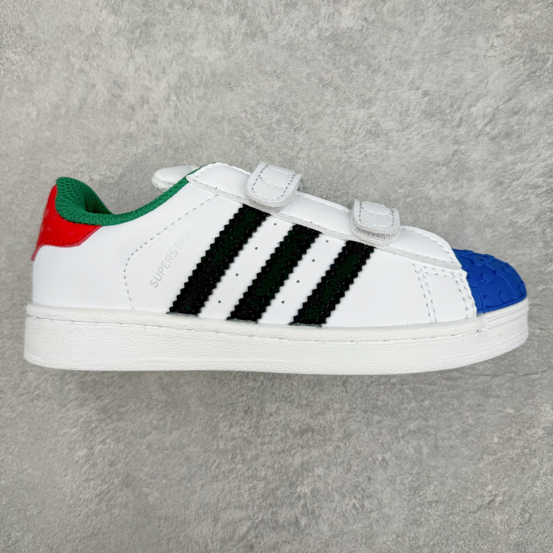 Adidas Superstar Foundation CF 官网同步魔术扣 贝壳头童鞋 萌娃必备 亲子套装首选金标贝壳头魔术贴童鞋 原装一体超软蓝底 脚感非凡 尺码:28 29 30 31 32 33 34 35-选品中心