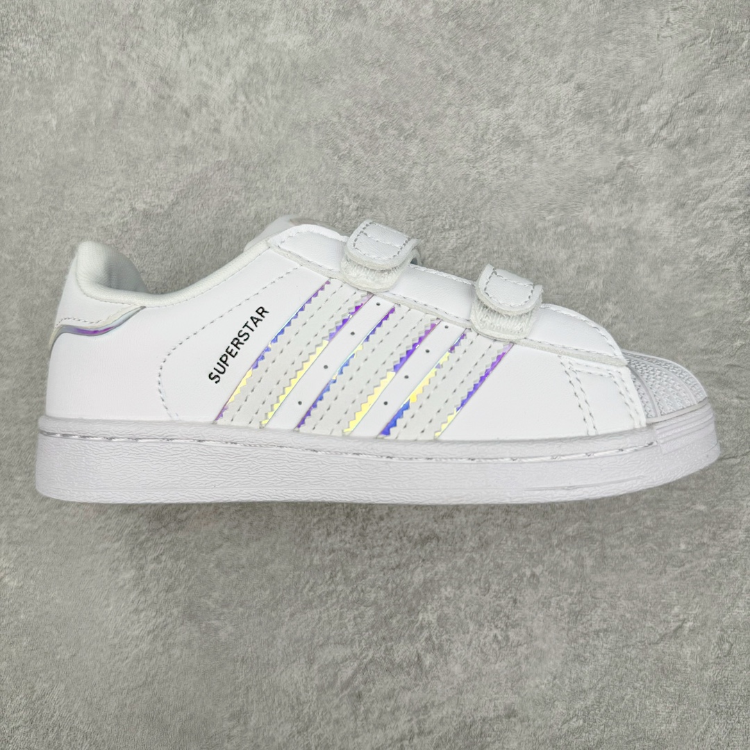 Adidas Superstar Foundation CF 官网同步魔术扣 贝壳头童鞋 萌娃必备 亲子套装首选金标贝壳头魔术贴童鞋 原装一体超软蓝底 脚感非凡 尺码:28 29 30 31 32 33 34 35-选品中心