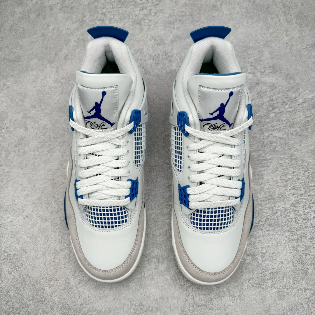 图片[2]-零售💰470 ＃lw纯原 Air Jordan AJ4 Retro \”Military Blue\” 白蓝2024 FV5029-141 第一梯队最新批次 细节多次校对改良 接近完美 细节达到可过鉴定标准 耗时半年巨作 全套原纸板楦头开发 原厂特供皮料加持 确保原汁原味 完美呈现四代版型 一比一鞋头弧度高度鞋身弧度 数据细节工艺流程均保持原鞋一致 原厂TPU网格鞋带扣 正确内里网布 菱角分明不变形无多余毛边 柔软性质感一致于原鞋 原厂织唛标 原厂飞人电绣工艺 尾指中部跳三针 独家绑鞋带手法 印刷中底布 四线拉帮 米色美纹纸贴合固定 进口港宝加持 后跟自然饱满 全鞋荧光划线卡点 追求极致完美 每一双都是工艺品 多重QC质检 超越公司货的品控标准 实实在在的免检产品 尺码：40 40.5 41 42 42.5 43 44 44.5 45 46 47.5 48.5 编码：by4936070-运动鞋