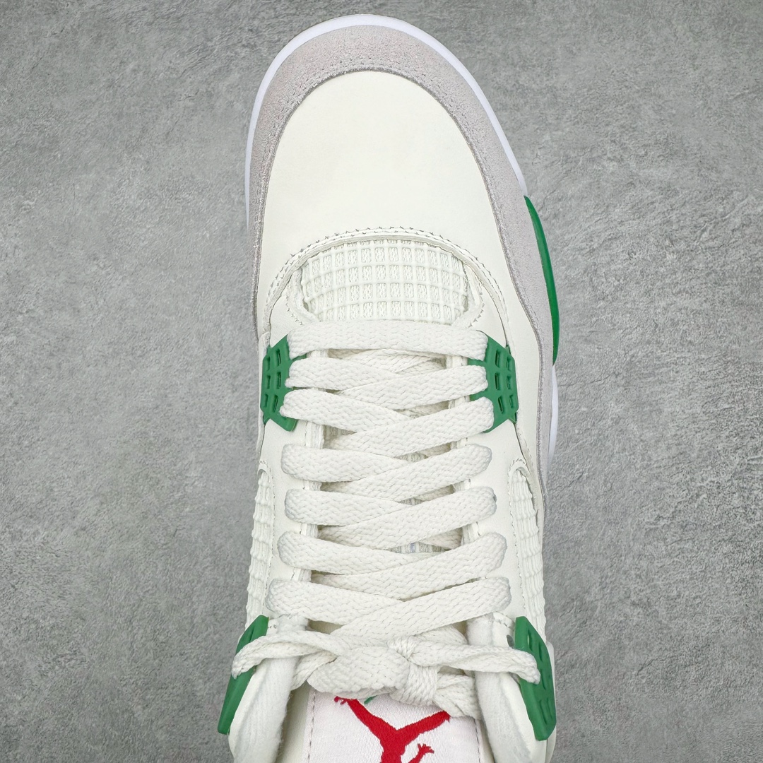 图片[4]-＃GX NK SB x Air Jordan AJ4 联名绿松石 白绿 DR5415-103 全新批次 重点区分市面 唯一正确细节 后跟饰片中心位置有合模线 超弹硅胶材质 内层不织布补强 补强为硅胶提供更强耐久性 避免断裂 圈内最强四代 独家外贸特供尺码含 45.5 49.5 50.5 耗时半年巨作 全套原纸板楦头开发 原厂特供皮料加持 确保原汁原味 完美呈现四代版型 一比一鞋头弧度高度鞋身弧度 数据细节工艺流程均保持原鞋一致 原厂TPU网格鞋带扣 正确内里网布 菱角分明不变形无多余毛边 柔软性质感一致于原鞋 市场唯一原厂鞋扣模具 背面可见隐藏注塑口 原厂织唛标 原厂飞人电绣工艺 尾指中部跳三针 独家绑鞋带手法 印刷中底布 四线拉帮 米色美纹纸贴合固定 进口港宝加持 后跟自然饱满 全鞋荧光划线卡点 追求极致完美 每一双都是工艺品 多重QC质检 超越公司货的品控标准 实实在在的免检产品 尺码：40 40.5 41 42 42.5 43 44 44.5 45 45.5 46 47.5 48.5 49.5 50.5-选品中心