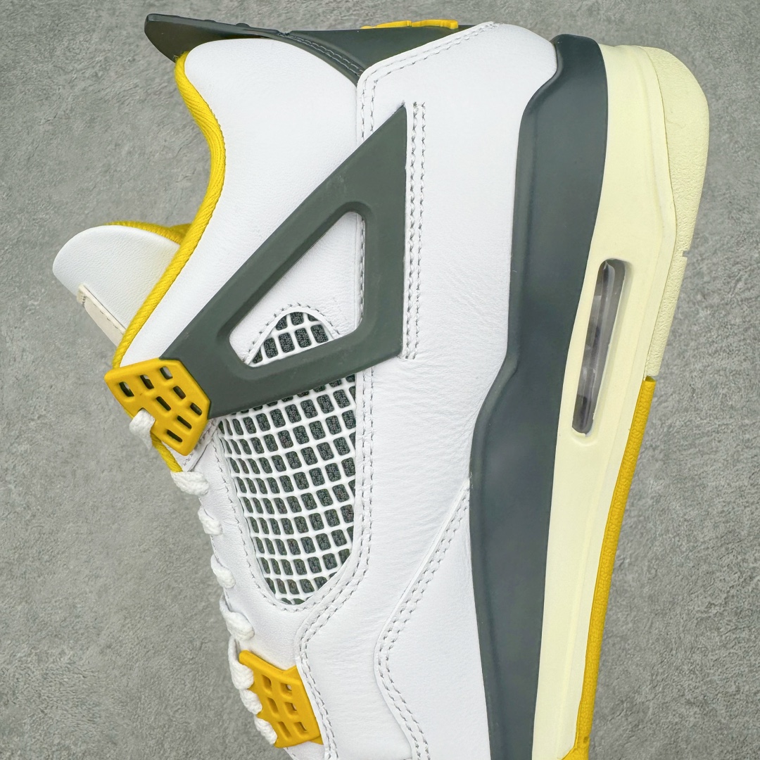 图片[7]-零售💰420 ＃PK纯原 Air Jordan AJ4 \”Vivid Sulfur\” 白橙 AQ9129-101 全套原纸板楦头开发 原厂特供皮料加持 确保原汁原味 完美呈现四代版型 一比一鞋头弧度高度鞋身弧度 数据细节工艺流程均保持原鞋一致 原厂TPU网格鞋带扣 正确内里网布 菱角分明不变形无多余毛边 柔软性质感一致于原鞋 原厂织唛标 原厂飞人电绣工艺 尾指中部跳三针 独家绑鞋带手法 印刷中底布 四线拉帮 米色美纹纸贴合固定 进口港宝加持 后跟自然饱满 全鞋荧光划线卡点 追求极致完美 每一双都是工艺品 多重QC质检 超越公司货的品控标准 实实在在的免检产品 尺码：40 40.5 41 42 42.5 43 44 44.5 45 46 47.5 编码：by4936020-运动鞋