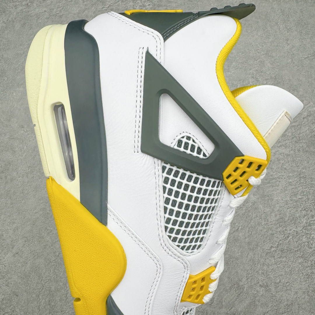 图片[6]-零售💰420 ＃PK纯原 Air Jordan AJ4 \”Vivid Sulfur\” 白橙 AQ9129-101 全套原纸板楦头开发 原厂特供皮料加持 确保原汁原味 完美呈现四代版型 一比一鞋头弧度高度鞋身弧度 数据细节工艺流程均保持原鞋一致 原厂TPU网格鞋带扣 正确内里网布 菱角分明不变形无多余毛边 柔软性质感一致于原鞋 原厂织唛标 原厂飞人电绣工艺 尾指中部跳三针 独家绑鞋带手法 印刷中底布 四线拉帮 米色美纹纸贴合固定 进口港宝加持 后跟自然饱满 全鞋荧光划线卡点 追求极致完美 每一双都是工艺品 多重QC质检 超越公司货的品控标准 实实在在的免检产品 尺码：40 40.5 41 42 42.5 43 44 44.5 45 46 47.5 编码：by4936020-运动鞋