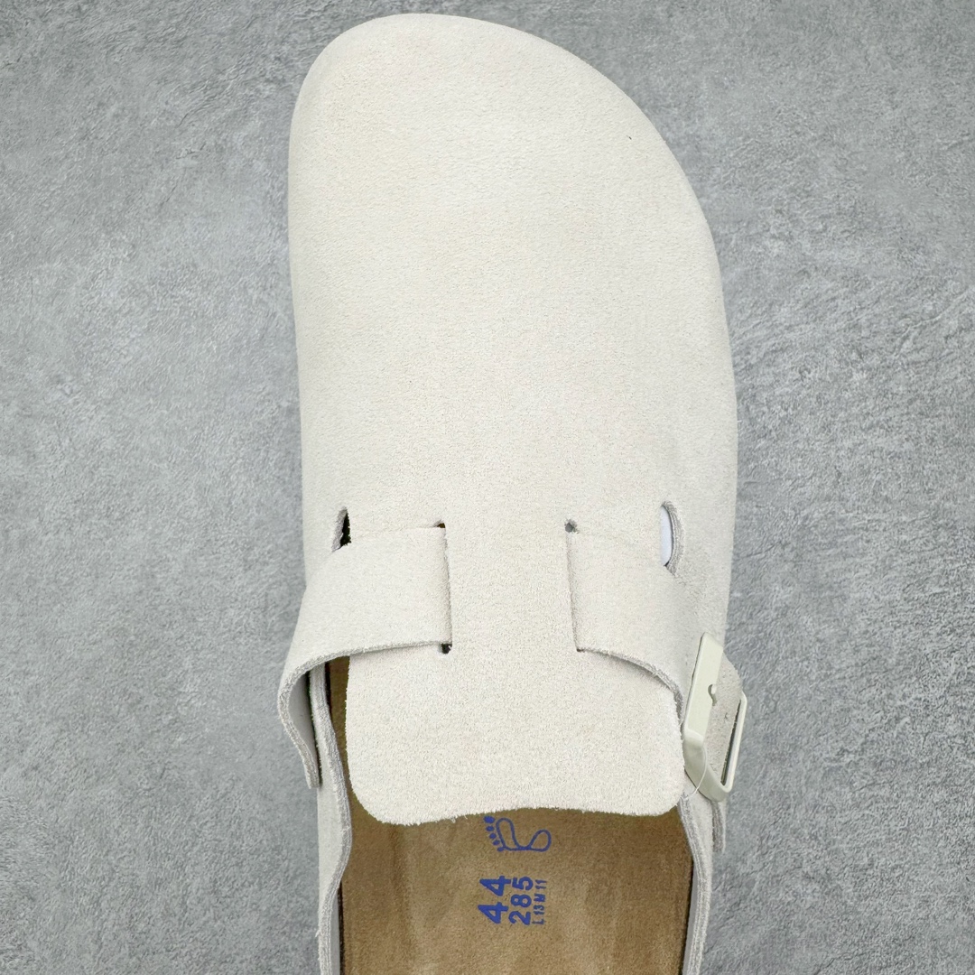 图片[4]-零售💰290 ＃DG纯原 Birkenstock Boston VL 勃肯绒面金属针扣软木底包头拖鞋 牛皮绒面革质地柔软 搭配可调节鞋扣提升穿着舒适度 人体工学设计分散脚部压力 保护脚踝 软木乳胶鞋床具有一定的收缩性 长时间穿着后能贴合脚型 EVA鞋底回弹性和抗张性力高 具有良好的防震、缓冲性  四季皆宜 柔软的鞋床采用额外的泡沫缓冲层 提供额外的舒适感和全天支撑 全网独家首发 源于德国的严谨工艺 牛巴戎面 中层松木 EVA 三层组合大底 优质牛皮面料五金扣 出口订单 尺码：35-45 编码：by2936090-运动鞋