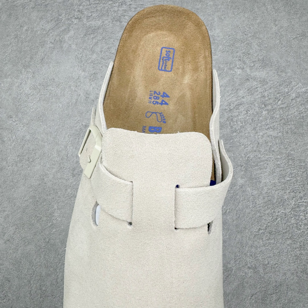 图片[5]-零售💰290 ＃DG纯原 Birkenstock Boston VL 勃肯绒面金属针扣软木底包头拖鞋 牛皮绒面革质地柔软 搭配可调节鞋扣提升穿着舒适度 人体工学设计分散脚部压力 保护脚踝 软木乳胶鞋床具有一定的收缩性 长时间穿着后能贴合脚型 EVA鞋底回弹性和抗张性力高 具有良好的防震、缓冲性  四季皆宜 柔软的鞋床采用额外的泡沫缓冲层 提供额外的舒适感和全天支撑 全网独家首发 源于德国的严谨工艺 牛巴戎面 中层松木 EVA 三层组合大底 优质牛皮面料五金扣 出口订单 尺码：35-45 编码：by2936090-运动鞋