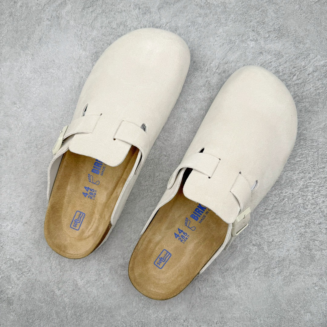 图片[3]-零售💰290 ＃DG纯原 Birkenstock Boston VL 勃肯绒面金属针扣软木底包头拖鞋 牛皮绒面革质地柔软 搭配可调节鞋扣提升穿着舒适度 人体工学设计分散脚部压力 保护脚踝 软木乳胶鞋床具有一定的收缩性 长时间穿着后能贴合脚型 EVA鞋底回弹性和抗张性力高 具有良好的防震、缓冲性  四季皆宜 柔软的鞋床采用额外的泡沫缓冲层 提供额外的舒适感和全天支撑 全网独家首发 源于德国的严谨工艺 牛巴戎面 中层松木 EVA 三层组合大底 优质牛皮面料五金扣 出口订单 尺码：35-45 编码：by2936090-运动鞋