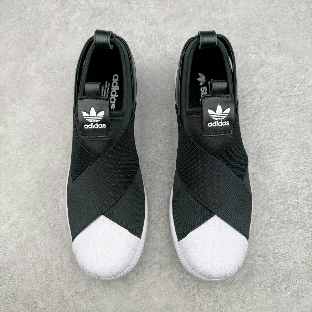 图片[2]-零售💰200 ＃XP纯原 AD Superstar Slip-On Shoes 贝壳头交叉绑带一脚蹬板鞋 CQ2382 独家控货 平台正单 全鞋百分百原材料 全鞋电脑针车 Logo针车间距针数原版一致 皮料切割冲裁零瑕疵 原鞋一致含胶量大底 原盒中文内外标 大几率过验 不对比市面只对比原鞋 只服务最高端市场 尺码 ：36 36.5 37 38 38.5 39 40 40.5 41 42 42.5 43 44 44.5 45 编码：by2936000-运动鞋