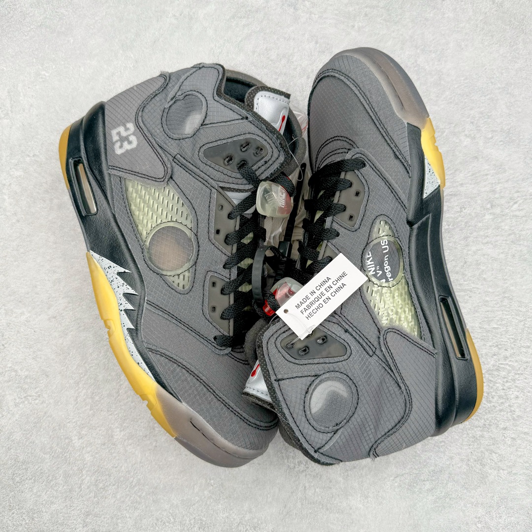 图片[3]-零售💰590 ＃Ljr特供 Off-White™ x Air Jordan Retro AJ5 OW联名黑蝉翼 DH8565-100 全新改良批次 圈内最强倒钩系列 恪守真诚 承诺混一赔十 高端零售裸鞋圈特供批次 SZ原厂全套原楦原纸板冲刀磨具开发 原厂皮料加持 原厂港宝加持定型后跟R度完美 同源原厂电绣 飞翼针数密度立体效果一致 百分百一致原鞋 原厂拉帮工艺 针距密度一致 后跟弧度收口自然不对折 极致一眼正品既视感 进口玻璃冲刀皮料裁剪零毛边 全鞋电脑针车工艺 品控清洁度最高QC检验标准 免检产品 原厂订购鞋盒、鞋标、防尘纸、鞋撑、鞋带 追求极致的原厂味道 SIZE：40.5 41 42 42.5 43 44 44.5 45 46 47.5 48.5 编码：by5936090-运动鞋