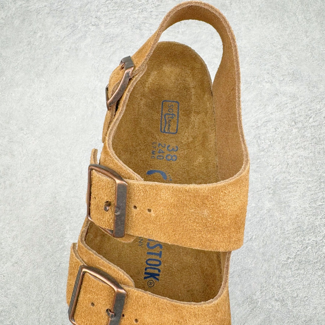 图片[5]-零售💰290 ＃SP Birkenstock Arizona 系列勃肯皮革绒面双扣时尚凉拖鞋 牛皮绒面革质地柔软 搭配可调节鞋扣提升穿着舒适度 人体工学设计分散脚部压力 保护脚踝 软木乳胶鞋床具有一定的收缩性 长时间穿着后能贴合脚型 EVA鞋底回弹性和抗张性力高 具有良好的防震、缓冲性  四季皆宜 柔软的鞋床采用额外的泡沫缓冲层 提供额外的舒适感和全天支撑 全网独家首发 源于德国的严谨工艺  牛巴戎面 中层松木 EVA 三层组合大底 优质牛皮面料五金扣 出口订单 尺码：35 36 37 38 39 40 编码：Uby2936090-运动鞋