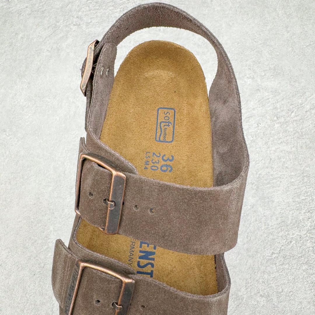 图片[5]-零售💰290 ＃SP Birkenstock Arizona 系列勃肯皮革绒面双扣时尚凉拖鞋 牛皮绒面革质地柔软 搭配可调节鞋扣提升穿着舒适度 人体工学设计分散脚部压力 保护脚踝 软木乳胶鞋床具有一定的收缩性 长时间穿着后能贴合脚型 EVA鞋底回弹性和抗张性力高 具有良好的防震、缓冲性  四季皆宜 柔软的鞋床采用额外的泡沫缓冲层 提供额外的舒适感和全天支撑 全网独家首发 源于德国的严谨工艺  牛巴戎面 中层松木 EVA 三层组合大底 优质牛皮面料五金扣 出口订单 尺码：35 36 37 38 39 40 编码：Uby2936090-运动鞋