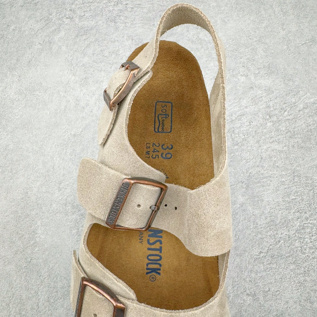 图片[5]-零售💰290 ＃SP Birkenstock Arizona 系列勃肯皮革绒面双扣时尚凉拖鞋 牛皮绒面革质地柔软 搭配可调节鞋扣提升穿着舒适度 人体工学设计分散脚部压力 保护脚踝 软木乳胶鞋床具有一定的收缩性 长时间穿着后能贴合脚型 EVA鞋底回弹性和抗张性力高 具有良好的防震、缓冲性  四季皆宜 柔软的鞋床采用额外的泡沫缓冲层 提供额外的舒适感和全天支撑 全网独家首发 源于德国的严谨工艺  牛巴戎面 中层松木 EVA 三层组合大底 优质牛皮面料五金扣 出口订单 尺码：35 36 37 38 39 40 编码：Uby2936090-运动鞋