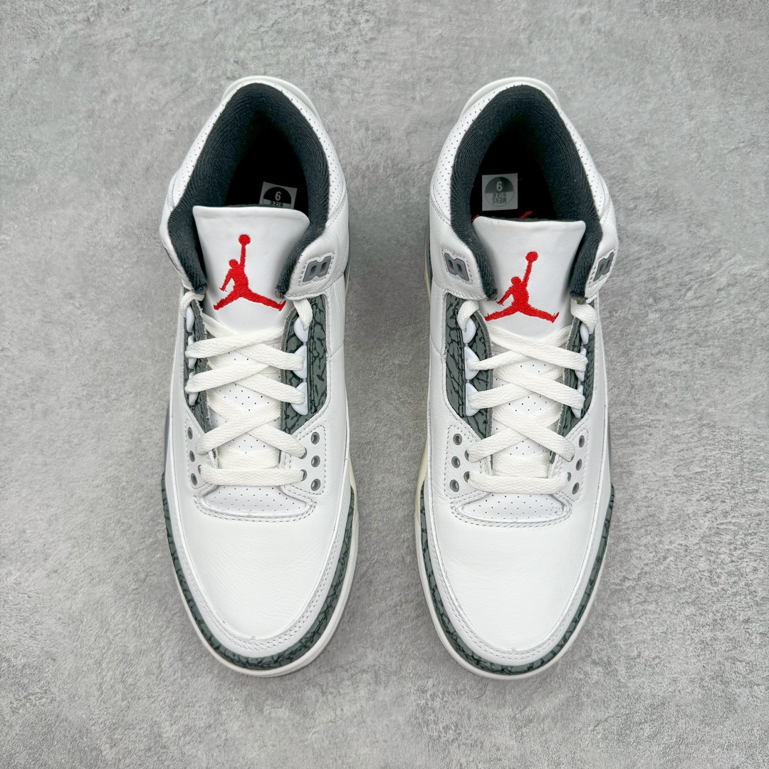 图片[2]-零售💰470 ＃纯原 Air Jordan AJ3 白灰 CT8532-106 原楦原纸板开发 确保原汁原味 原厂皮料质感色泽绝无偏差 完美中底拉帮 原厂中底钢印  原档案大底 如假白送 大底纹路 气垫通透度PU的回弹性均百分百还原 原厂电绣鞋舌飞人刺绣针数立体讲究精细欢迎对比正品原鞋 SIZE：40 40.5 41 42 42.5 43 44 44.5 45 46 47.5 编码：Xby4936070-运动鞋