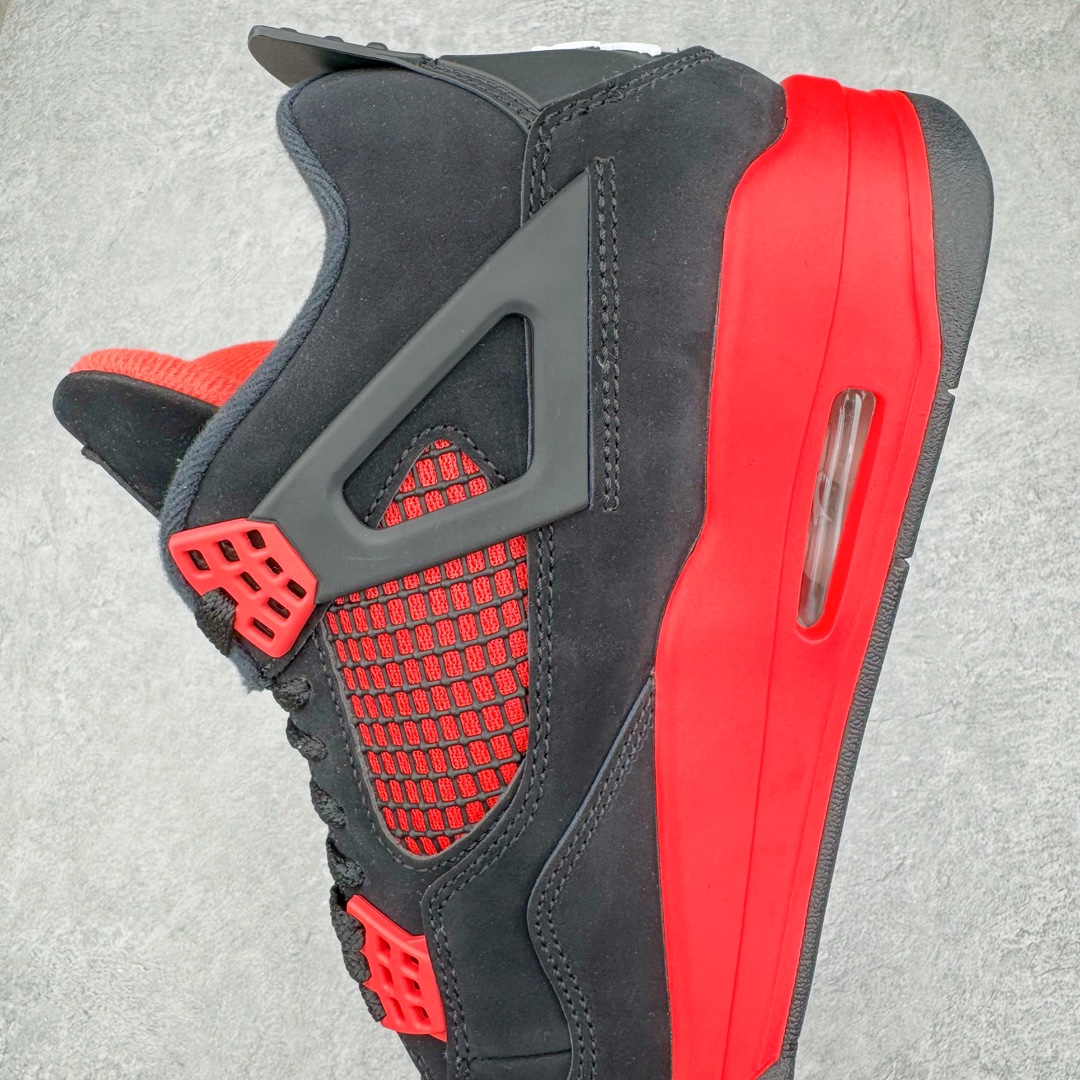 图片[7]-零售💰470 ＃lw纯原 Air Jordan AJ4 Retro \”Red Thunder\” 黑红雷电 CT8527-016 第一梯队最新批次 细节多次校对改良 接近完美 细节达到可过鉴定标准 耗时半年巨作 全套原纸板楦头开发 原厂特供皮料加持 确保原汁原味 完美呈现四代版型 一比一鞋头弧度高度鞋身弧度 数据细节工艺流程均保持原鞋一致 原厂TPU网格鞋带扣 正确内里网布 菱角分明不变形无多余毛边 柔软性质感一致于原鞋 原厂织唛标 原厂飞人电绣工艺 尾指中部跳三针 独家绑鞋带手法 印刷中底布 四线拉帮 米色美纹纸贴合固定 进口港宝加持 后跟自然饱满 全鞋荧光划线卡点 追求极致完美 每一双都是工艺品 多重QC质检 超越公司货的品控标准 实实在在的免检产品 尺码：40 40.5 41 42 42.5 43 44 44.5 45 46 47.5 48.5 编码：by4936070-运动鞋