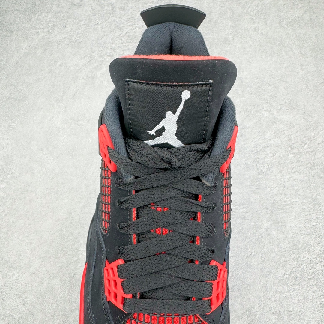 图片[5]-零售💰470 ＃lw纯原 Air Jordan AJ4 Retro \”Red Thunder\” 黑红雷电 CT8527-016 第一梯队最新批次 细节多次校对改良 接近完美 细节达到可过鉴定标准 耗时半年巨作 全套原纸板楦头开发 原厂特供皮料加持 确保原汁原味 完美呈现四代版型 一比一鞋头弧度高度鞋身弧度 数据细节工艺流程均保持原鞋一致 原厂TPU网格鞋带扣 正确内里网布 菱角分明不变形无多余毛边 柔软性质感一致于原鞋 原厂织唛标 原厂飞人电绣工艺 尾指中部跳三针 独家绑鞋带手法 印刷中底布 四线拉帮 米色美纹纸贴合固定 进口港宝加持 后跟自然饱满 全鞋荧光划线卡点 追求极致完美 每一双都是工艺品 多重QC质检 超越公司货的品控标准 实实在在的免检产品 尺码：40 40.5 41 42 42.5 43 44 44.5 45 46 47.5 48.5 编码：by4936070-运动鞋