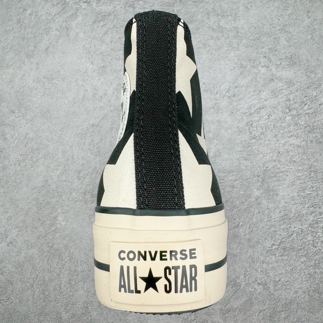 图片[8]-零售💰190 Converse All Star Lift 五星厚底黑白印花n经典厚底鞋型，采用黑百撞色鞋面，白色星星印花搭配标志准星星脚踝贴片，向ALLSTAR致敬，星星配色算是匡威中除了纯色系以外最经典的配色了，因为有了星星，可以解决了纯色枯燥乏味的问题，配上扁平加宽鞋带，更凸显了自已的个性。 货号：A09903C 尺码：35 36 36.5 37 37.5 38 39 39.5 40 41 42 43 44 编码：by1936090-运动鞋