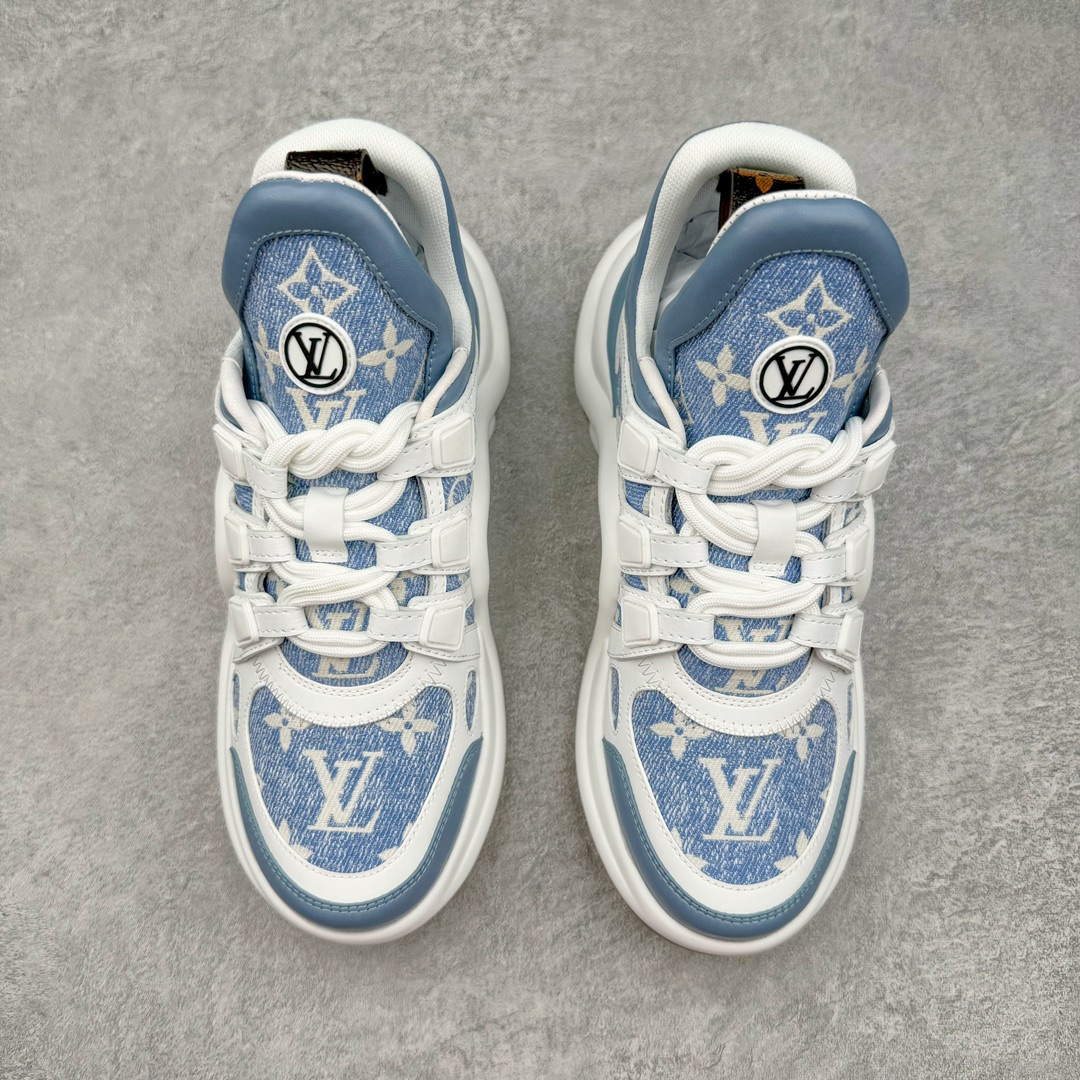 图片[2]-零售💰490 ＃K版纯原 Louis Vuitton Archlight Sneakers lv真皮拼色减震运动弓型舞蹈复古走秀老爹运动鞋 升级2023原装配件5D效果礼盒及全套原装配件包装物#支持感应NFC官网跳转#雪梨形超软沙绒纸团+细节制造精品#采用头层小牛皮革饰片#独立开发TPU回弹中底#组合TPR耐磨外底#超软皮内里脚垫❗ 尺码：35-39 编码：yby4936090-运动鞋