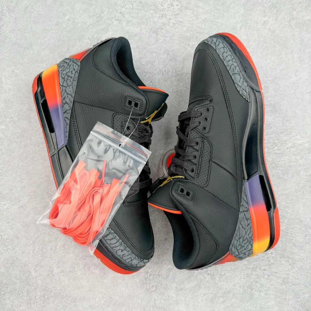 图片[3]-零售💰480 ＃Lw纯原 J Balvin x Air Jordan AJ3 联名黑红 彩虹渐变 FN0344-001 圈内最强三代系列 匠心打造 开发时长超过半年 目前可过各类鉴定或无法鉴定 裸鞋随便操作 全套原纸板楦头开发 原厂大底磨具加持立体防滑纹理 原装可视Air Sole气垫 原汁原味最完美的三代版型 唯一正确鞋头趴度弧度高度鞋身腰线 原厂TPU彩虹扎染后跟饰片 正确内里反口里网布 皮料菱角分明不变形无多余毛边 广东原厂zp同批次手工大底描漆拉丝 市场唯一原厂鞋扣模具 原厂织唛标 原厂飞人电绣工艺 尾指中部跳三针 独家绑鞋带手法 印刷中底布 四线拉帮 米色美纹纸贴合固定 进口港宝加持 后跟自然饱满 全鞋荧光划线卡点 追求极致完美 每一双都是工艺品 多重QC质检 超越公司货的品控标准 实实在在的免检产品 SIZE：36 36.5 37.5 38 38.5 39 40 40.5 41 42 42.5 43 44 44.5 45 45.5 46 47.5 48.5 编码：by4936080-运动鞋