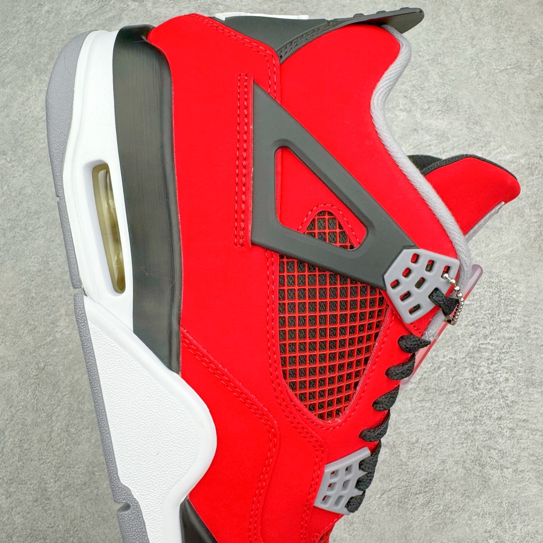 图片[6]-零售💰530 ＃GX Air Jordan AJ4 Retro 愤怒公牛红色 308497-603 圈内最强四代 独家外贸特供尺码含 45.5 49.5 50.5 耗时半年巨作 全套原纸板楦头开发 原厂特供皮料加持 确保原汁原味 完美呈现四代版型 一比一鞋头弧度高度鞋身弧度 数据细节工艺流程均保持原鞋一致 原厂TPU网格鞋带扣 正确内里网布 菱角分明不变形无多余毛边 柔软性质感一致于原鞋 市场唯一原厂鞋扣模具 背面可见隐藏注塑口 原厂织唛标 原厂飞人电绣工艺 尾指中部跳三针 独家绑鞋带手法 印刷中底布 四线拉帮 米色美纹纸贴合固定 进口港宝加持 后跟自然饱满 全鞋荧光划线卡点 追求极致完美 每一双都是工艺品 多重QC质检 超越公司货的品控标准 实实在在的免检产品 尺码：40 40.5 41 42 42.5 43 44 44.5 45 45.5 46 47.5 48.5 49.5 50.5 编码：by5936030-运动鞋