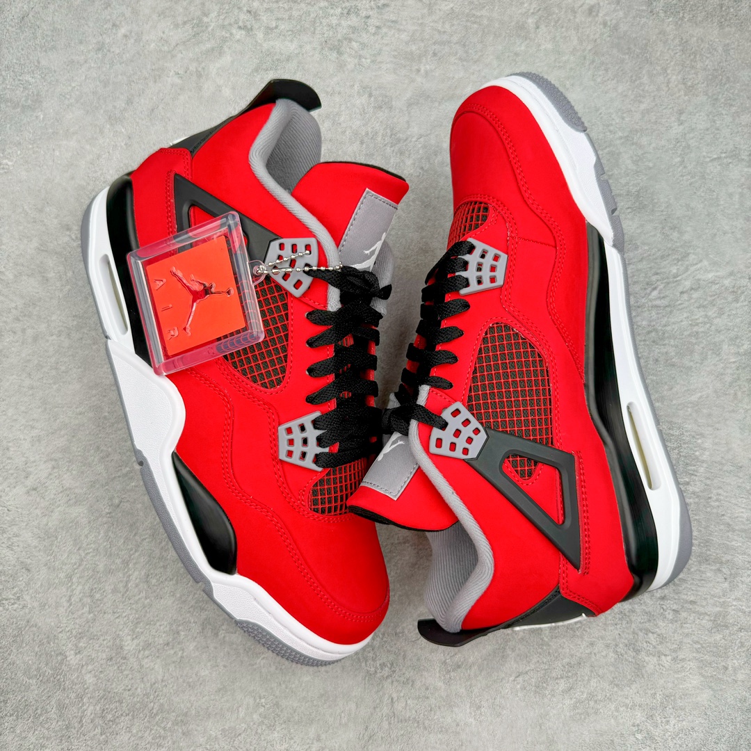 图片[3]-零售💰530 ＃GX Air Jordan AJ4 Retro 愤怒公牛红色 308497-603 圈内最强四代 独家外贸特供尺码含 45.5 49.5 50.5 耗时半年巨作 全套原纸板楦头开发 原厂特供皮料加持 确保原汁原味 完美呈现四代版型 一比一鞋头弧度高度鞋身弧度 数据细节工艺流程均保持原鞋一致 原厂TPU网格鞋带扣 正确内里网布 菱角分明不变形无多余毛边 柔软性质感一致于原鞋 市场唯一原厂鞋扣模具 背面可见隐藏注塑口 原厂织唛标 原厂飞人电绣工艺 尾指中部跳三针 独家绑鞋带手法 印刷中底布 四线拉帮 米色美纹纸贴合固定 进口港宝加持 后跟自然饱满 全鞋荧光划线卡点 追求极致完美 每一双都是工艺品 多重QC质检 超越公司货的品控标准 实实在在的免检产品 尺码：40 40.5 41 42 42.5 43 44 44.5 45 45.5 46 47.5 48.5 49.5 50.5 编码：by5936030-运动鞋