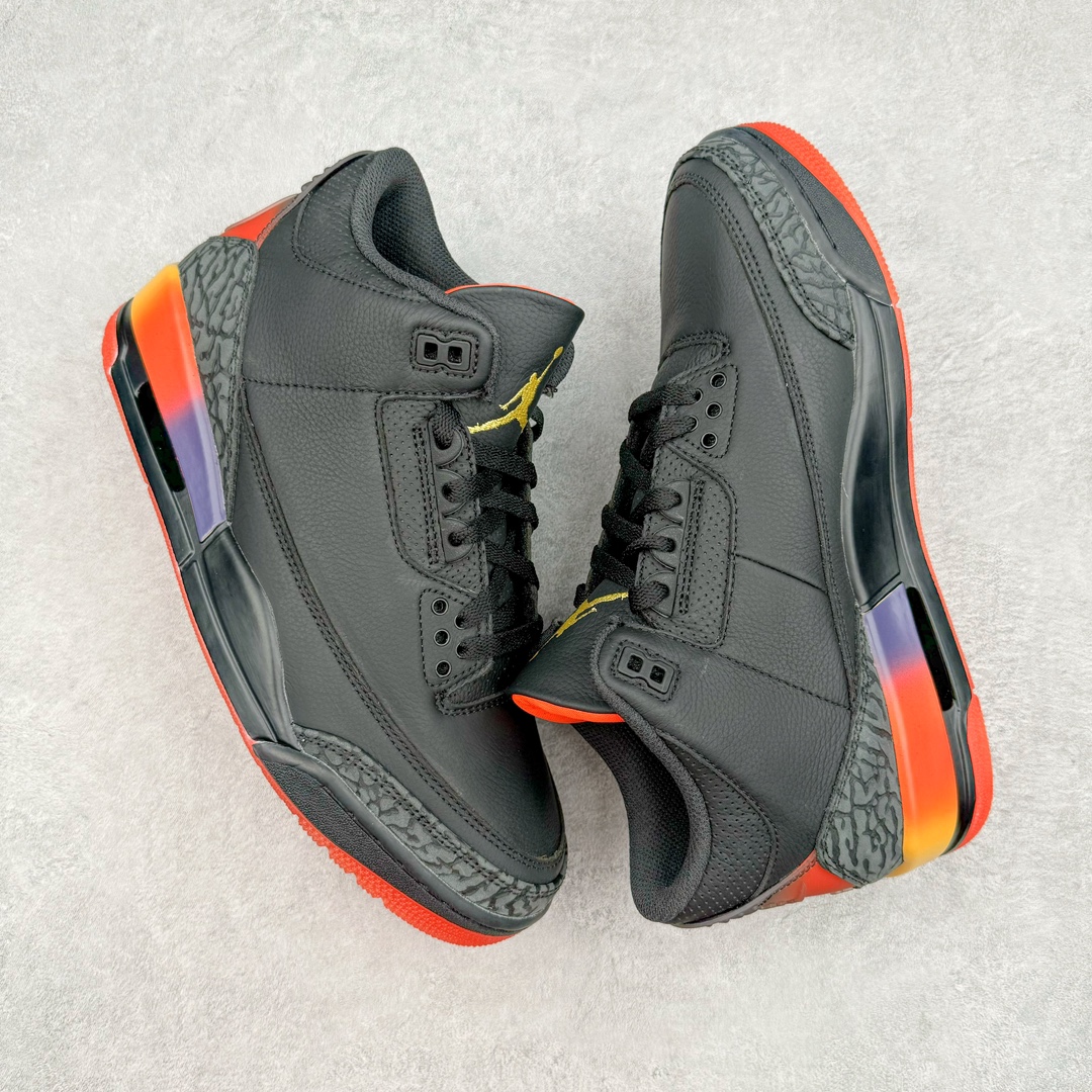 图片[3]-零售💰480 ＃DF纯原 J Balvin x Air Jordan AJ3 联名黑红 彩虹渐变 FN0344-001 圈内最强三代系列 匠心打造 开发时长超过半年 目前可过各类鉴定或无法鉴定 裸鞋随便操作 全套原纸板楦头开发 原厂大底磨具加持立体防滑纹理 原装可视Air Sole气垫 原汁原味最完美的三代版型 唯一正确鞋头趴度弧度高度鞋身腰线 原厂TPU彩虹扎染后跟饰片 正确内里反口里网布 皮料菱角分明不变形无多余毛边 广东原厂zp同批次手工大底描漆拉丝 市场唯一原厂鞋扣模具 原厂织唛标 原厂飞人电绣工艺 尾指中部跳三针 独家绑鞋带手法 印刷中底布 四线拉帮 米色美纹纸贴合固定 进口港宝加持 后跟自然饱满 全鞋荧光划线卡点 追求极致完美 每一双都是工艺品 多重QC质检 超越公司货的品控标准 实实在在的免检产品 SIZE：40 40.5 41 42 42.5 43 44 44.5 45 45.5 46 47.5 48.5 编码：by4936080-运动鞋