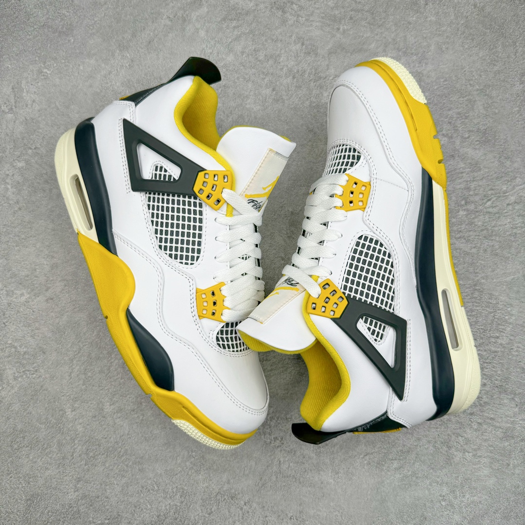 图片[3]-＃CS纯原福利 Air Jordan AJ4 \\\”Vivid Sulfur\\\” 白橙 AQ9129-101 大厂出品 全头层加持 原鞋原楦原纸板同源开发 完美呈现乔4的版型 内侧正确双色网格 还原细节 原厂皮料 正确气垫颜色 正确网格工艺 正确拉帮工艺 全鞋原装材料制作 原档案原模具打造 支持全方位与正品对比 尺码：36 36.5 37.5 38 38.5 39 40 40.5 41 42 42.5 43 44 44.5 45 46 47.5-选品中心