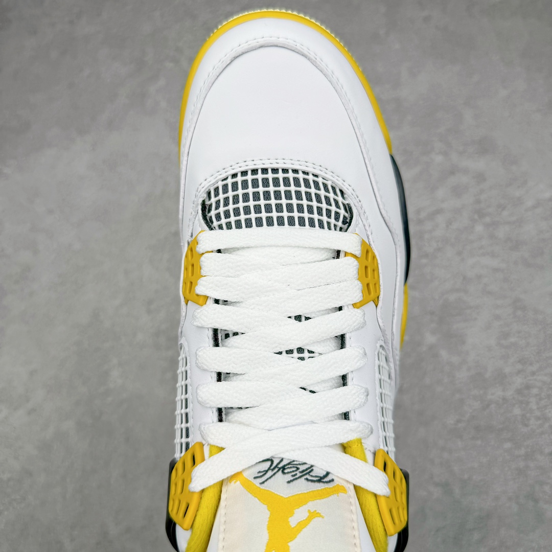 图片[4]-＃CS纯原福利 Air Jordan AJ4 \\\”Vivid Sulfur\\\” 白橙 AQ9129-101 大厂出品 全头层加持 原鞋原楦原纸板同源开发 完美呈现乔4的版型 内侧正确双色网格 还原细节 原厂皮料 正确气垫颜色 正确网格工艺 正确拉帮工艺 全鞋原装材料制作 原档案原模具打造 支持全方位与正品对比 尺码：36 36.5 37.5 38 38.5 39 40 40.5 41 42 42.5 43 44 44.5 45 46 47.5-选品中心