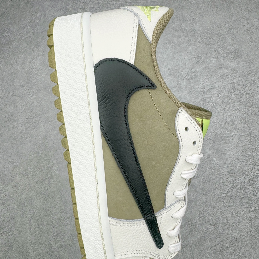图片[6]-＃FK纯原 Travis Scott x Air Jordan AJ1 Low Golf \\\”Olive\\\” TS联名倒钩6.0高尔夫低帮 橄榄绿 FZ3124-200 外贸高端零售特供批次 产品品控稳定性领先行业 各方面均可对飙L版 良心定价不杀猪 原厂全套原楦原纸板冲刀磨具开发 原厂皮料加持 原厂港宝加持定型后跟R度完美 同源原厂电绣 鬼脸飞翼针数密度立体效果一致 百分百一致原鞋 原厂拉帮工艺 针距密度一致 后跟弧度收口自然不对折 极致一眼正品既视感 进口玻璃冲刀皮料裁剪零毛边 全鞋电脑针车工艺 品控清洁度最高QC检验标准 免检产品 原厂订购鞋盒、鞋标、防尘纸、鞋撑、鞋带 追求极致的原厂味道 尺码：36 36.5 37.5 38 38.5 39 40 40.5 41 42 42.5 43 44 44.5 45 46 47.5 48.5-选品中心