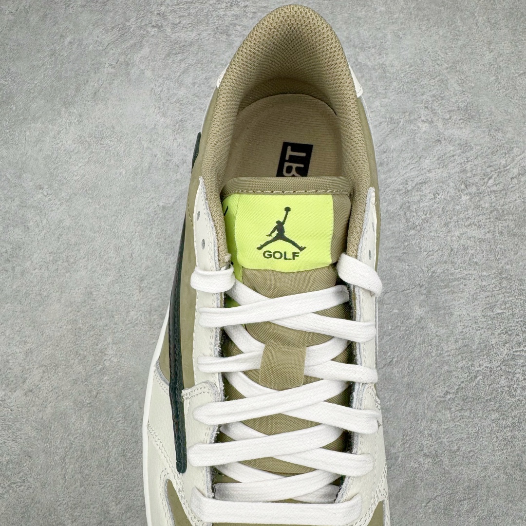 图片[5]-＃FK纯原 Travis Scott x Air Jordan AJ1 Low Golf \\\”Olive\\\” TS联名倒钩6.0高尔夫低帮 橄榄绿 FZ3124-200 外贸高端零售特供批次 产品品控稳定性领先行业 各方面均可对飙L版 良心定价不杀猪 原厂全套原楦原纸板冲刀磨具开发 原厂皮料加持 原厂港宝加持定型后跟R度完美 同源原厂电绣 鬼脸飞翼针数密度立体效果一致 百分百一致原鞋 原厂拉帮工艺 针距密度一致 后跟弧度收口自然不对折 极致一眼正品既视感 进口玻璃冲刀皮料裁剪零毛边 全鞋电脑针车工艺 品控清洁度最高QC检验标准 免检产品 原厂订购鞋盒、鞋标、防尘纸、鞋撑、鞋带 追求极致的原厂味道 尺码：36 36.5 37.5 38 38.5 39 40 40.5 41 42 42.5 43 44 44.5 45 46 47.5 48.5-选品中心