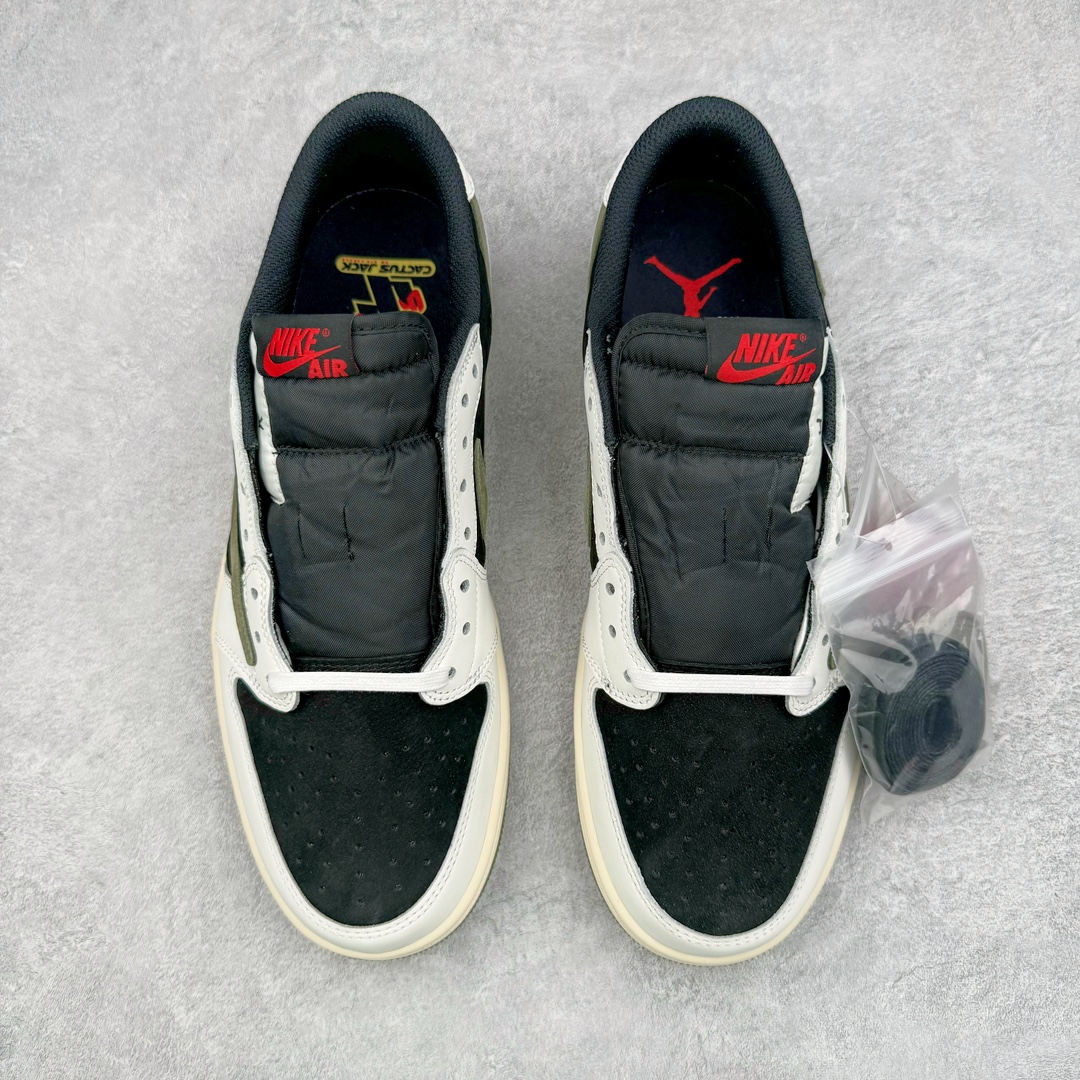 图片[3]-＃FK纯原 Travis Scott x Air Jordan AJ1 Low OG SP TS联名倒钩5.0低帮 白黑橄榄绿 DZ4137-106 外贸高端零售特供批次 产品品控稳定性领先行业 各方面均可对飙L版 良心定价不杀猪 原厂全套原楦原纸板冲刀磨具开发 原厂皮料加持 原厂港宝加持定型后跟R度完美 同源原厂电绣 鬼脸飞翼针数密度立体效果一致 百分百一致原鞋 原厂拉帮工艺 针距密度一致 后跟弧度收口自然不对折 极致一眼正品既视感 进口玻璃冲刀皮料裁剪零毛边 全鞋电脑针车工艺 品控清洁度最高QC检验标准 免检产品 原厂订购鞋盒、鞋标、防尘纸、鞋撑、鞋带 追求极致的原厂味道 尺码：36 36.5 37.5 38 38.5 39 40 40.5 41 42 42.5 43 44 44.5 45 46 47.5 48.5-选品中心