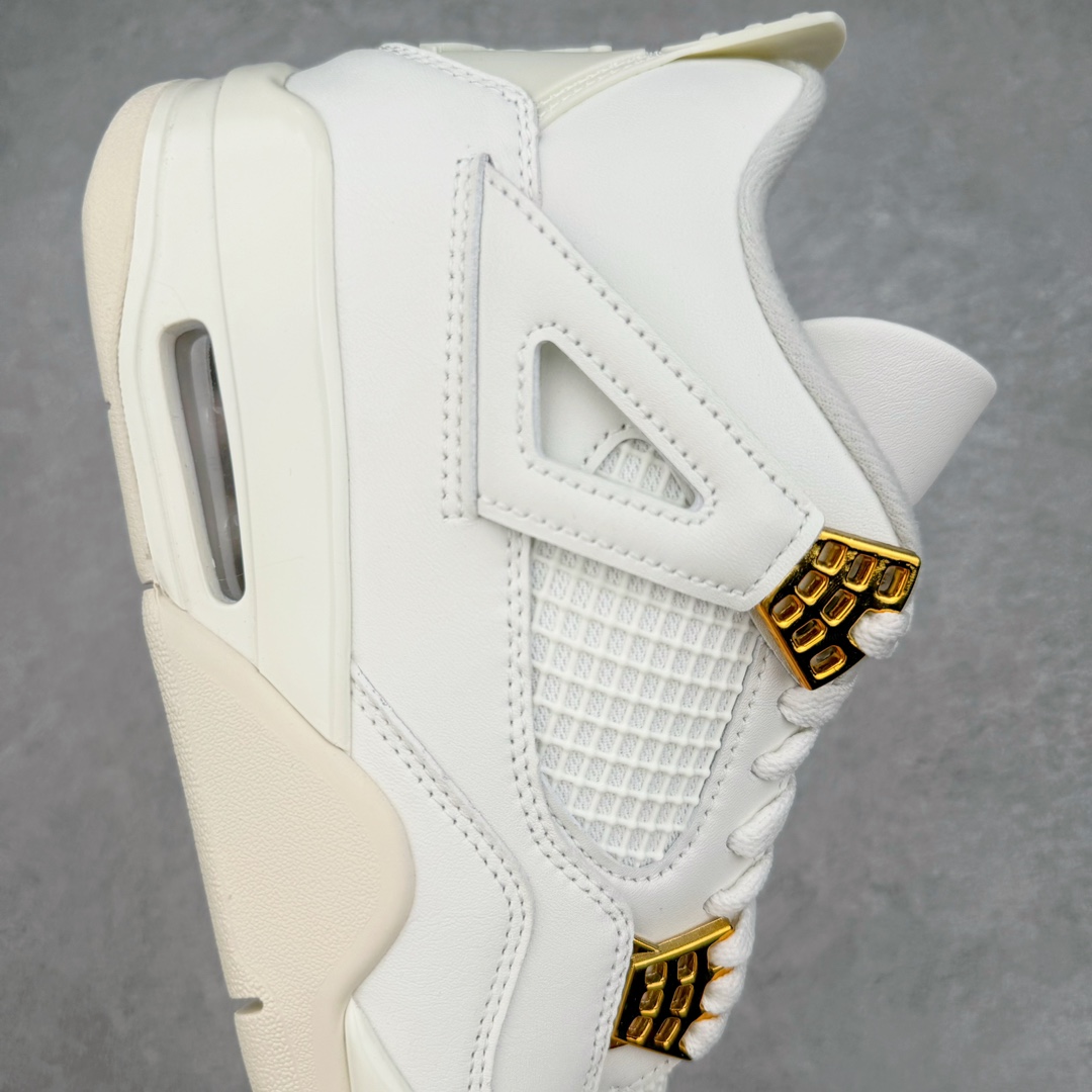 图片[6]-零售💰260 ＃KZ神版福利回馈‼Air Jordan AJ4 米白金 AQ9129-170 独家外贸特供尺码含 45.5 49.5 50.5 国内外口碑最好最推荐的产品 市场中端王者 亲自操刀耗时半年巨作 全套原纸板楦头开发 确保原汁原味 完美呈现四代版型 一比一鞋头弧度高度鞋身弧度 此版本只针对中端市场 皮料材质有所更替 其他数据细节工艺流程均保持一致 绝不口嗨 细节品控鞋型随意秒杀市面3XX 4XX 原厂TPU网格鞋带扣 正确内里网布 菱角分明不变形无多余毛边 柔软性质感一致于原鞋 市场唯一原厂鞋扣模具 背面可见隐藏注塑口 原厂织唛标 原厂飞人电绣工艺 尾指中部跳三针 独家绑鞋带手法 印刷中底布 四线拉帮 米色美纹纸贴合固定 进口港宝加持 后跟自然饱满 全鞋荧光划线卡点 追求极致完美 每一双都是工艺品 多重QC质检 超越公司货的品控标准 实实在在的免检产品 尺码：40 40.5 41 42 42.5 43 44 44.5 45 45.5 46 47.5 48.5 49.5 50.5 编码：by2936060-运动鞋