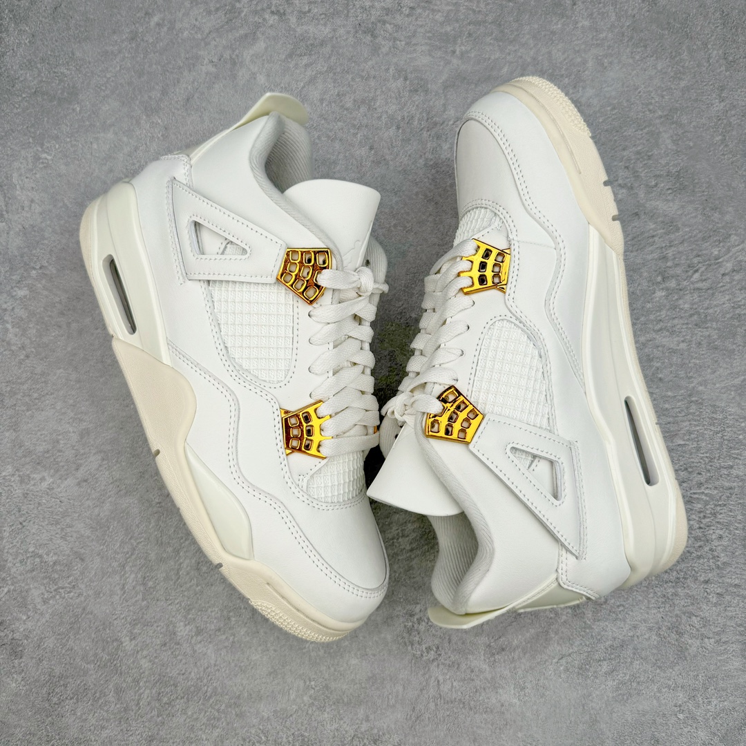 图片[3]-零售💰260 ＃KZ神版福利回馈‼Air Jordan AJ4 米白金 AQ9129-170 独家外贸特供尺码含 45.5 49.5 50.5 国内外口碑最好最推荐的产品 市场中端王者 亲自操刀耗时半年巨作 全套原纸板楦头开发 确保原汁原味 完美呈现四代版型 一比一鞋头弧度高度鞋身弧度 此版本只针对中端市场 皮料材质有所更替 其他数据细节工艺流程均保持一致 绝不口嗨 细节品控鞋型随意秒杀市面3XX 4XX 原厂TPU网格鞋带扣 正确内里网布 菱角分明不变形无多余毛边 柔软性质感一致于原鞋 市场唯一原厂鞋扣模具 背面可见隐藏注塑口 原厂织唛标 原厂飞人电绣工艺 尾指中部跳三针 独家绑鞋带手法 印刷中底布 四线拉帮 米色美纹纸贴合固定 进口港宝加持 后跟自然饱满 全鞋荧光划线卡点 追求极致完美 每一双都是工艺品 多重QC质检 超越公司货的品控标准 实实在在的免检产品 尺码：40 40.5 41 42 42.5 43 44 44.5 45 45.5 46 47.5 48.5 49.5 50.5 编码：by2936060-运动鞋