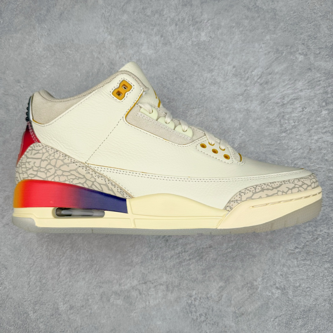 零售💰390 ＃K版纯原 J Balvin x Air Jordan AJ3 联名白蓝红 彩虹渐变 FN0344-901 原楦原纸板开发 确保原汁原味 原厂皮料质感色泽绝无偏差 完美中底拉帮 原厂中底钢印  原档案大底 如假白送 大底纹路 气垫通透度PU的回弹性均百分百还原 原厂电绣鞋舌飞人刺绣针数立体讲究精细欢迎对比正品原鞋 SIZE：40 40.5 41 42 42.5 43 44 44.5 45 46 47.5 编码：by3936090-运动鞋