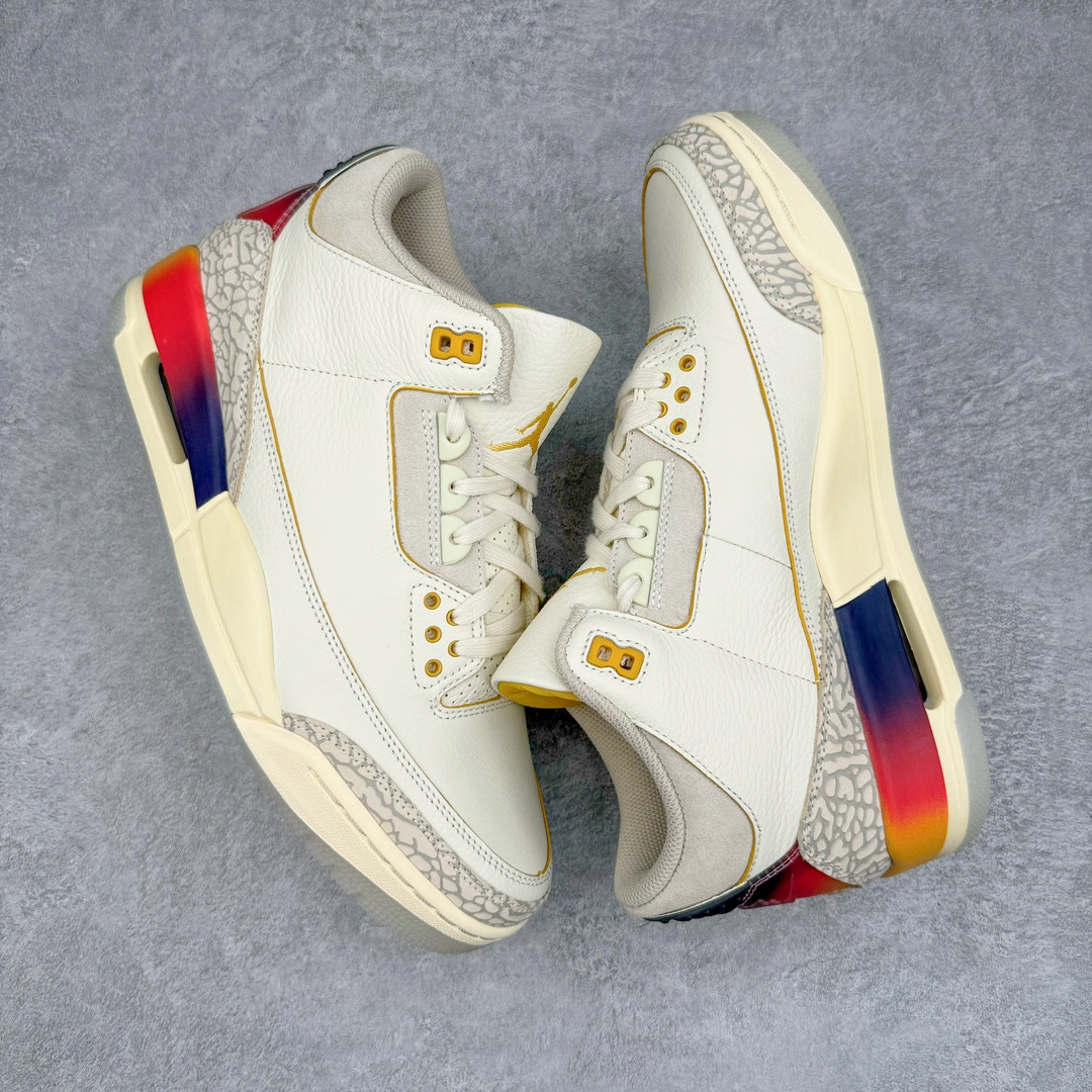 图片[3]-零售💰390 ＃K版纯原 J Balvin x Air Jordan AJ3 联名白蓝红 彩虹渐变 FN0344-901 原楦原纸板开发 确保原汁原味 原厂皮料质感色泽绝无偏差 完美中底拉帮 原厂中底钢印  原档案大底 如假白送 大底纹路 气垫通透度PU的回弹性均百分百还原 原厂电绣鞋舌飞人刺绣针数立体讲究精细欢迎对比正品原鞋 SIZE：40 40.5 41 42 42.5 43 44 44.5 45 46 47.5 编码：by3936090-运动鞋