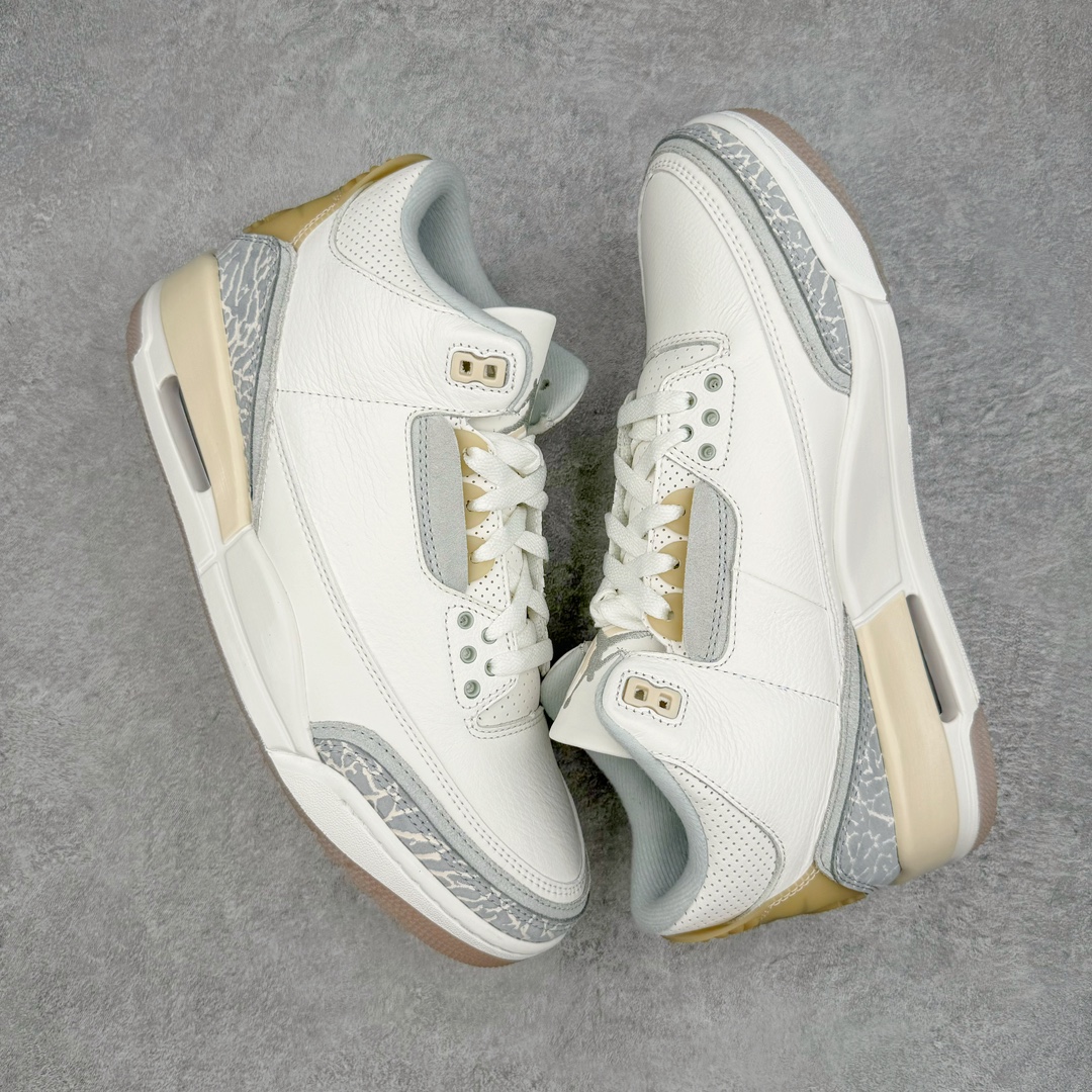 图片[3]-零售💰400 ＃LJ渠道版 Air Jordan AJ3 Craft \”Ivory\” 象牙白 货号：FJ9479-100 目前市场最推荐的产品 市场唯一正确批次 亲自操刀耗时半年巨作 超合理的单价 拒绝高利润 全套原纸板楦头开发 原厂大底磨具加持立体防滑纹理 原装可视Air Sole气垫 原汁原味最完美的三代版型 唯一正确鞋头趴度弧度高度鞋身腰线 原厂TPU氧化后跟饰片 正确内里反口里网布 皮料菱角分明不变形无多余毛边 正确手工大底描漆拉丝 市场唯一原厂鞋扣模具 原厂织唛标 原厂飞人电绣工艺 尾指中部跳三针 独家绑鞋带手法 印刷中底布 四线拉帮 米色美纹纸贴合固定 进口港宝加持 后跟自然饱满 全鞋荧光划线卡点 追求极致完美 每一双都是工艺品 多重QC质检 超越公司货的品控标准 实实在在的免检产品 尺码：40 40.5 41 42 42.5 43 44 44.5 45 46 47.5 48.5 编码：by4936000-运动鞋