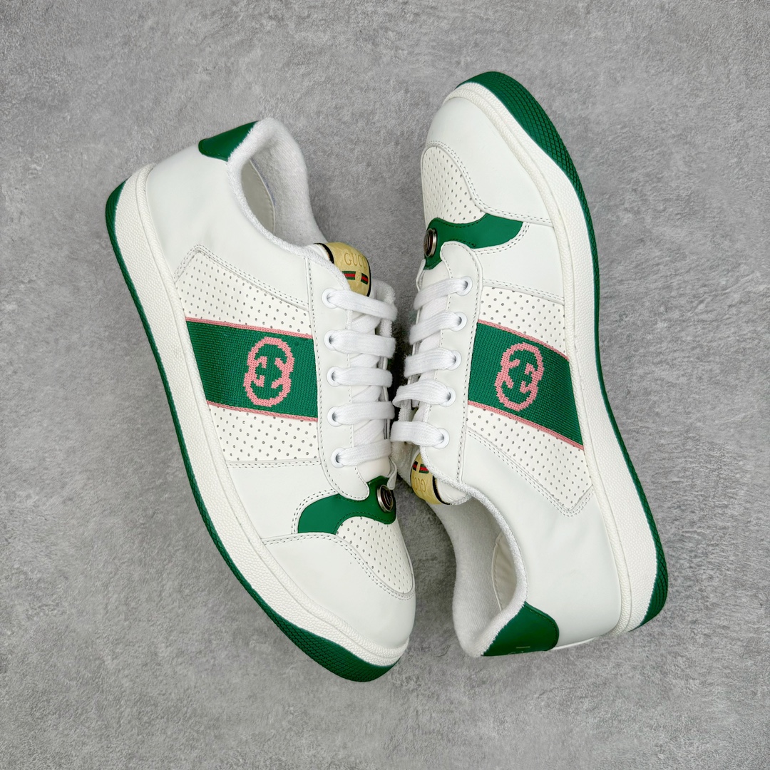 图片[3]-零售💰390 Gucci Distressed Screener sneaker 古驰小脏鞋系列经典原型复古百搭做旧老爹板鞋/复古学院风 怀旧版 原厂订单 目前市面最强＃官网同步最新满天星礼盒全套包装 高端零售海外实体专供 ‬混卖版 渠‮原道‬装 全身20几个细节点全部做到一致还原 吊打市面所有版本 原版做旧 右脚鞋侧嵌入NFC防伪芯片装置＋鞋盒标二唯码扫描 秒进官网 秒杀市面任何版本 原装意大利进口 里外全皮 全套包装 全头层顶级软牛皮 广东代工出品 原档原标原盒  随意对比任何版本 Size：35 36 37 38 39 40 41 42 43 44 45 编码：Fby3936090-运动鞋