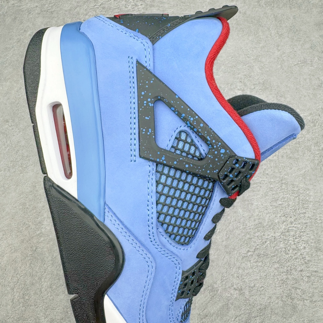 图片[6]-零售💰570 ＃Ljr Travis Scott x Air Jordan AJ4 TS联名冰蓝 308497-406 圈内高端零售标杆 独家外贸特供 耗时半年巨作 全套原纸板楦头开发 原厂特供皮料加持 确保原汁原味 完美呈现四代版型 一比一鞋头弧度高度鞋身弧度 数据细节工艺流程均保持原鞋一致 原厂TPU网格鞋带扣 正确内里网布 菱角分明不变形无多余毛边 柔软性质感一致于原鞋 市场唯一原厂鞋扣模具 背面可见隐藏注塑口 原厂织唛标 原厂飞人电绣工艺 尾指中部跳三针 独家绑鞋带手法 印刷中底布 四线拉帮 米色美纹纸贴合固定 进口港宝加持 后跟自然饱满 全鞋荧光划线卡点 追求极致完美 每一双都是工艺品 多重QC质检 超越公司货的品控标准 实实在在的免检产品 尺码：40.5 41 42 42.5 43 44 44.5 45 45.5 46 47.5 48.5 编码：by5936070-运动鞋