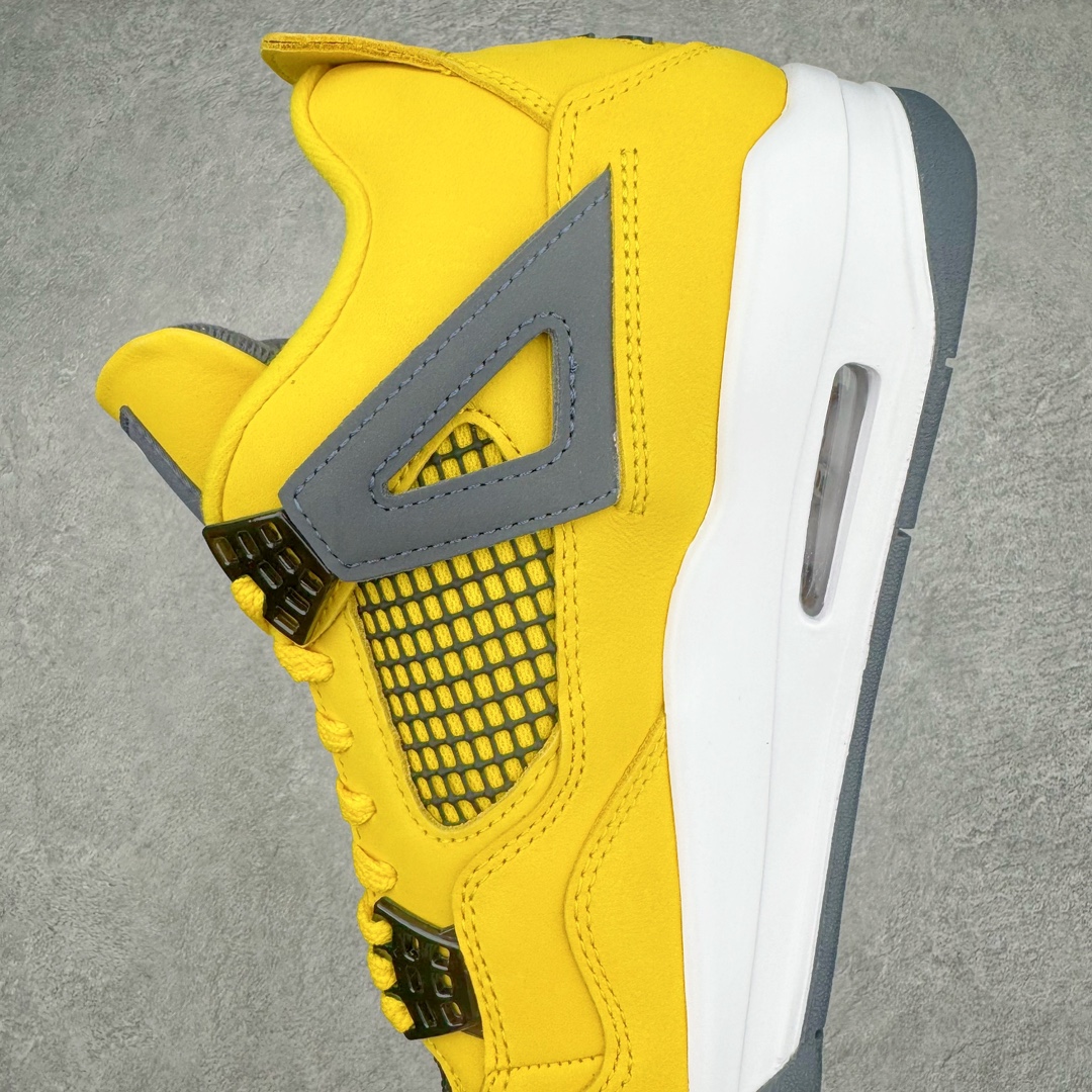 图片[7]-零售💰540 ＃Ljr Air Jordan AJ4 Retro 黑黄电母 CT8527-700 圈内高端零售标杆 独家外贸特供 耗时半年巨作 全套原纸板楦头开发 原厂特供皮料加持 确保原汁原味 完美呈现四代版型 一比一鞋头弧度高度鞋身弧度 数据细节工艺流程均保持原鞋一致 原厂TPU网格鞋带扣 正确内里网布 菱角分明不变形无多余毛边 柔软性质感一致于原鞋 市场唯一原厂鞋扣模具 背面可见隐藏注塑口 原厂织唛标 原厂飞人电绣工艺 尾指中部跳三针 独家绑鞋带手法 印刷中底布 四线拉帮 米色美纹纸贴合固定 进口港宝加持 后跟自然饱满 全鞋荧光划线卡点 追求极致完美 每一双都是工艺品 多重QC质检 超越公司货的品控标准 实实在在的免检产品 尺码：40.5 41 42 42.5 43 44 44.5 45 45.5 46 47.5 48.5 编码：by5936040-运动鞋