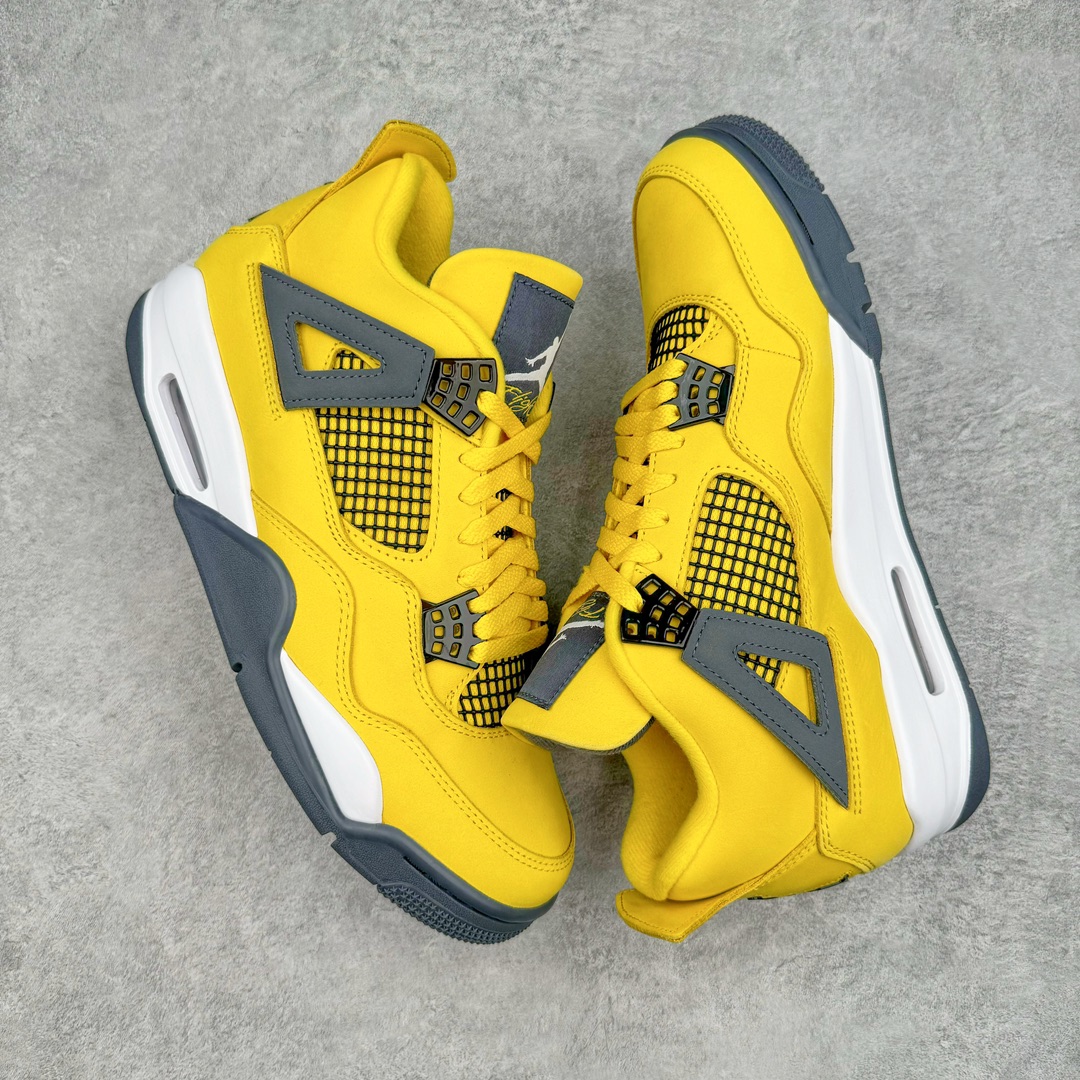 图片[3]-零售💰540 ＃Ljr Air Jordan AJ4 Retro 黑黄电母 CT8527-700 圈内高端零售标杆 独家外贸特供 耗时半年巨作 全套原纸板楦头开发 原厂特供皮料加持 确保原汁原味 完美呈现四代版型 一比一鞋头弧度高度鞋身弧度 数据细节工艺流程均保持原鞋一致 原厂TPU网格鞋带扣 正确内里网布 菱角分明不变形无多余毛边 柔软性质感一致于原鞋 市场唯一原厂鞋扣模具 背面可见隐藏注塑口 原厂织唛标 原厂飞人电绣工艺 尾指中部跳三针 独家绑鞋带手法 印刷中底布 四线拉帮 米色美纹纸贴合固定 进口港宝加持 后跟自然饱满 全鞋荧光划线卡点 追求极致完美 每一双都是工艺品 多重QC质检 超越公司货的品控标准 实实在在的免检产品 尺码：40.5 41 42 42.5 43 44 44.5 45 45.5 46 47.5 48.5 编码：by5936040-运动鞋