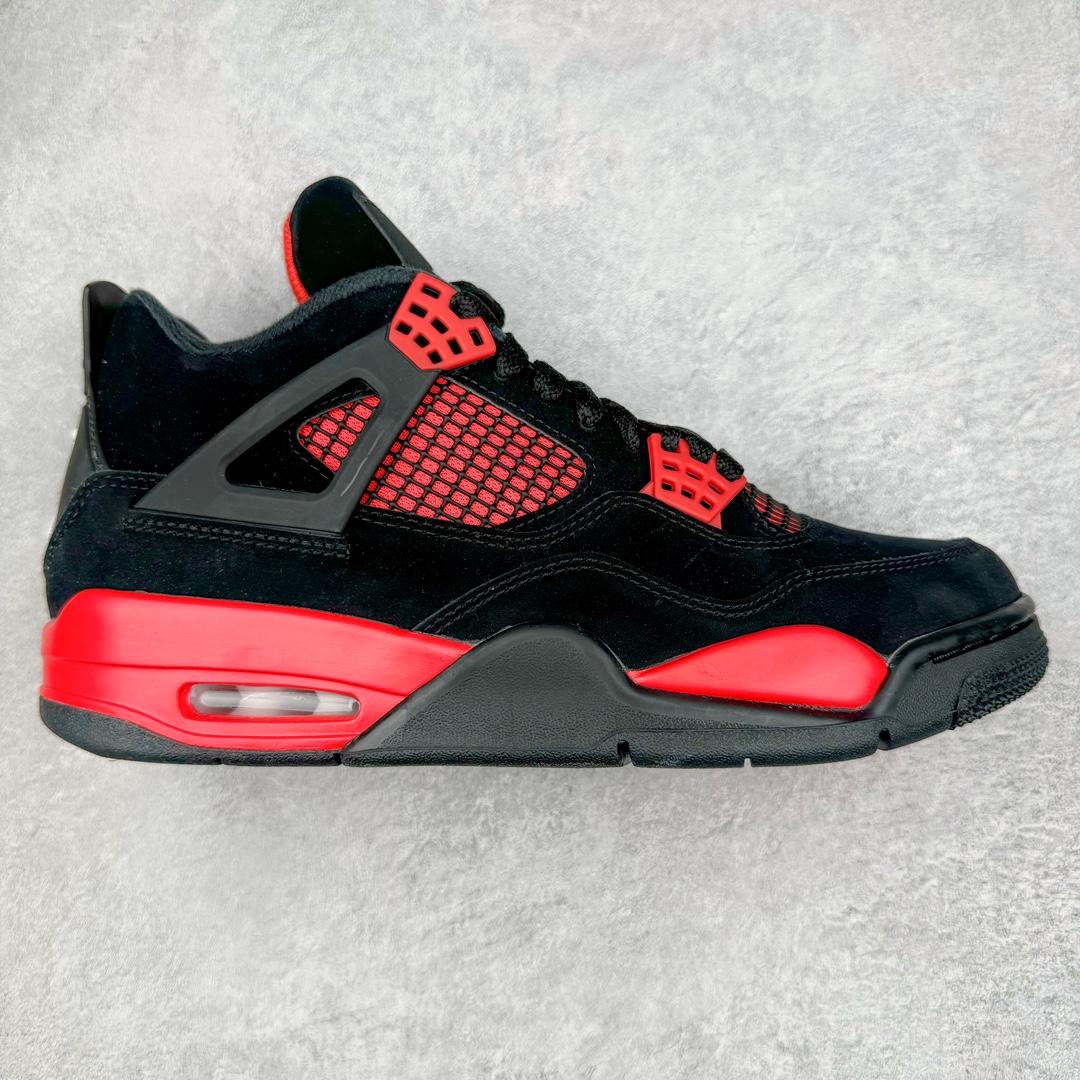 零售💰540 ＃Ljr Air Jordan AJ4 Retro \”Red Thunder\” 黑红雷电 CT8527-016 圈内高端零售标杆 独家外贸特供 耗时半年巨作 全套原纸板楦头开发 原厂特供皮料加持 确保原汁原味 完美呈现四代版型 一比一鞋头弧度高度鞋身弧度 数据细节工艺流程均保持原鞋一致 原厂TPU网格鞋带扣 正确内里网布 菱角分明不变形无多余毛边 柔软性质感一致于原鞋 市场唯一原厂鞋扣模具 背面可见隐藏注塑口 原厂织唛标 原厂飞人电绣工艺 尾指中部跳三针 独家绑鞋带手法 印刷中底布 四线拉帮 米色美纹纸贴合固定 进口港宝加持 后跟自然饱满 全鞋荧光划线卡点 追求极致完美 每一双都是工艺品 多重QC质检 超越公司货的品控标准 实实在在的免检产品 尺码：40.5 41 42 42.5 43 44 44.5 45 45.5 46 47.5 48.5 编码：by5936040-运动鞋