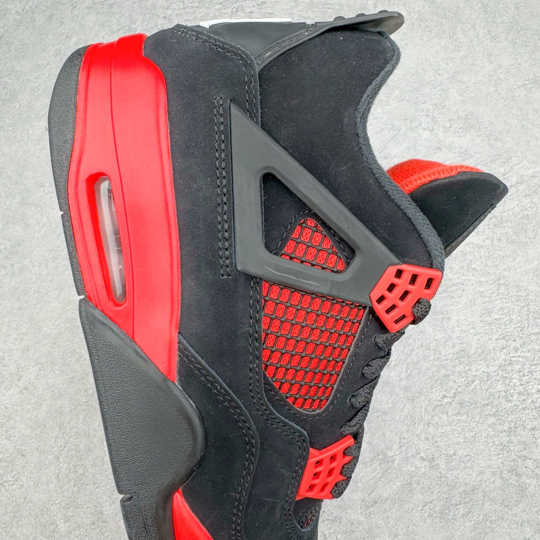 图片[6]-零售💰540 ＃Ljr Air Jordan AJ4 Retro \”Red Thunder\” 黑红雷电 CT8527-016 圈内高端零售标杆 独家外贸特供 耗时半年巨作 全套原纸板楦头开发 原厂特供皮料加持 确保原汁原味 完美呈现四代版型 一比一鞋头弧度高度鞋身弧度 数据细节工艺流程均保持原鞋一致 原厂TPU网格鞋带扣 正确内里网布 菱角分明不变形无多余毛边 柔软性质感一致于原鞋 市场唯一原厂鞋扣模具 背面可见隐藏注塑口 原厂织唛标 原厂飞人电绣工艺 尾指中部跳三针 独家绑鞋带手法 印刷中底布 四线拉帮 米色美纹纸贴合固定 进口港宝加持 后跟自然饱满 全鞋荧光划线卡点 追求极致完美 每一双都是工艺品 多重QC质检 超越公司货的品控标准 实实在在的免检产品 尺码：40.5 41 42 42.5 43 44 44.5 45 45.5 46 47.5 48.5 编码：by5936040-运动鞋