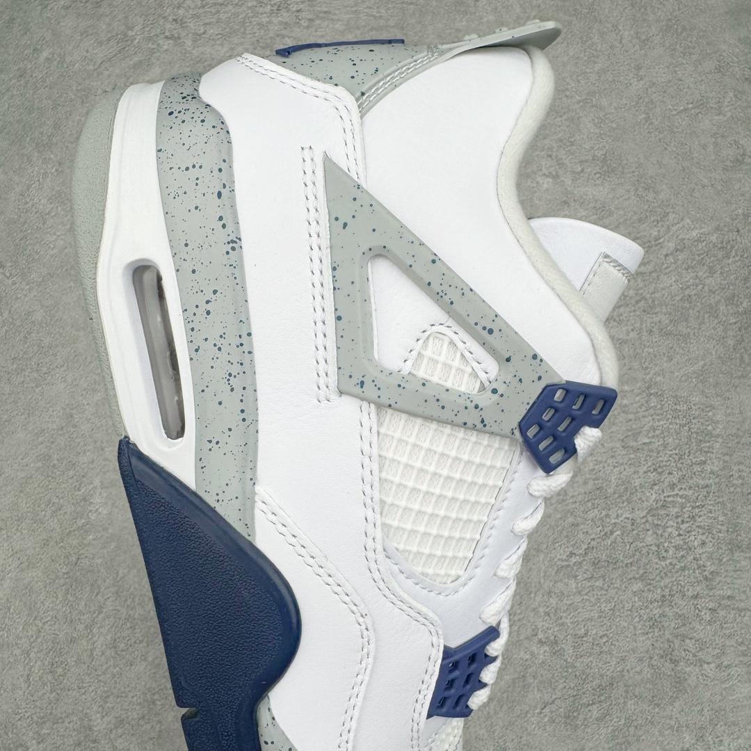 图片[6]-零售💰540 ＃Ljr Air Jordan AJ4 Retro 午夜蓝 DH6927-140 圈内高端零售标杆 独家外贸特供 耗时半年巨作 全套原纸板楦头开发 原厂特供皮料加持 确保原汁原味 完美呈现四代版型 一比一鞋头弧度高度鞋身弧度 数据细节工艺流程均保持原鞋一致 原厂TPU网格鞋带扣 正确内里网布 菱角分明不变形无多余毛边 柔软性质感一致于原鞋 市场唯一原厂鞋扣模具 背面可见隐藏注塑口 原厂织唛标 原厂飞人电绣工艺 尾指中部跳三针 独家绑鞋带手法 印刷中底布 四线拉帮 米色美纹纸贴合固定 进口港宝加持 后跟自然饱满 全鞋荧光划线卡点 追求极致完美 每一双都是工艺品 多重QC质检 超越公司货的品控标准 实实在在的免检产品 尺码：40.5 41 42 42.5 43 44 44.5 45 45.5 46 47.5 48.5 编码：by5936040-运动鞋