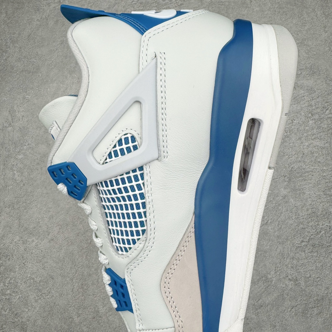 图片[7]-零售💰540 ＃Ljr Air Jordan AJ4 Retro \”Military Blue\” 白蓝2024 FV5029-141 圈内高端零售标杆 独家外贸特供 耗时半年巨作 全套原纸板楦头开发 原厂特供皮料加持 确保原汁原味 完美呈现四代版型 一比一鞋头弧度高度鞋身弧度 数据细节工艺流程均保持原鞋一致 原厂TPU网格鞋带扣 正确内里网布 菱角分明不变形无多余毛边 柔软性质感一致于原鞋 市场唯一原厂鞋扣模具 背面可见隐藏注塑口 原厂织唛标 原厂飞人电绣工艺 尾指中部跳三针 独家绑鞋带手法 印刷中底布 四线拉帮 米色美纹纸贴合固定 进口港宝加持 后跟自然饱满 全鞋荧光划线卡点 追求极致完美 每一双都是工艺品 多重QC质检 超越公司货的品控标准 实实在在的免检产品 尺码：40.5 41 42 42.5 43 44 44.5 45 45.5 46 47.5 48.5 编码：by5936040-运动鞋