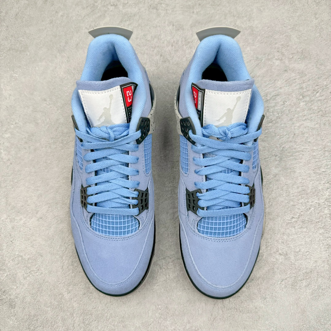 图片[2]-零售💰540 ＃Ljr Air Jordan AJ4 Retro SE \”University Blue\”大学蓝 CT8527-400 圈内高端零售标杆 独家外贸特供 耗时半年巨作 全套原纸板楦头开发 原厂特供皮料加持 确保原汁原味 完美呈现四代版型 一比一鞋头弧度高度鞋身弧度 数据细节工艺流程均保持原鞋一致 原厂TPU网格鞋带扣 正确内里网布 菱角分明不变形无多余毛边 柔软性质感一致于原鞋 市场唯一原厂鞋扣模具 背面可见隐藏注塑口 原厂织唛标 原厂飞人电绣工艺 尾指中部跳三针 独家绑鞋带手法 印刷中底布 四线拉帮 米色美纹纸贴合固定 进口港宝加持 后跟自然饱满 全鞋荧光划线卡点 追求极致完美 每一双都是工艺品 多重QC质检 超越公司货的品控标准 实实在在的免检产品 尺码：40.5 41 42 42.5 43 44 44.5 45 45.5 46 47.5 48.5 编码：by5936040-运动鞋