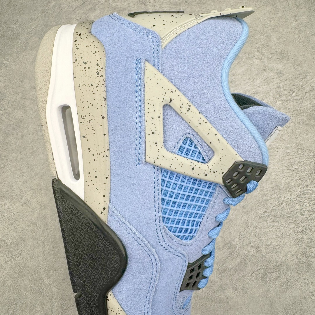 图片[6]-零售💰540 ＃Ljr Air Jordan AJ4 Retro SE \”University Blue\”大学蓝 CT8527-400 圈内高端零售标杆 独家外贸特供 耗时半年巨作 全套原纸板楦头开发 原厂特供皮料加持 确保原汁原味 完美呈现四代版型 一比一鞋头弧度高度鞋身弧度 数据细节工艺流程均保持原鞋一致 原厂TPU网格鞋带扣 正确内里网布 菱角分明不变形无多余毛边 柔软性质感一致于原鞋 市场唯一原厂鞋扣模具 背面可见隐藏注塑口 原厂织唛标 原厂飞人电绣工艺 尾指中部跳三针 独家绑鞋带手法 印刷中底布 四线拉帮 米色美纹纸贴合固定 进口港宝加持 后跟自然饱满 全鞋荧光划线卡点 追求极致完美 每一双都是工艺品 多重QC质检 超越公司货的品控标准 实实在在的免检产品 尺码：40.5 41 42 42.5 43 44 44.5 45 45.5 46 47.5 48.5 编码：by5936040-运动鞋