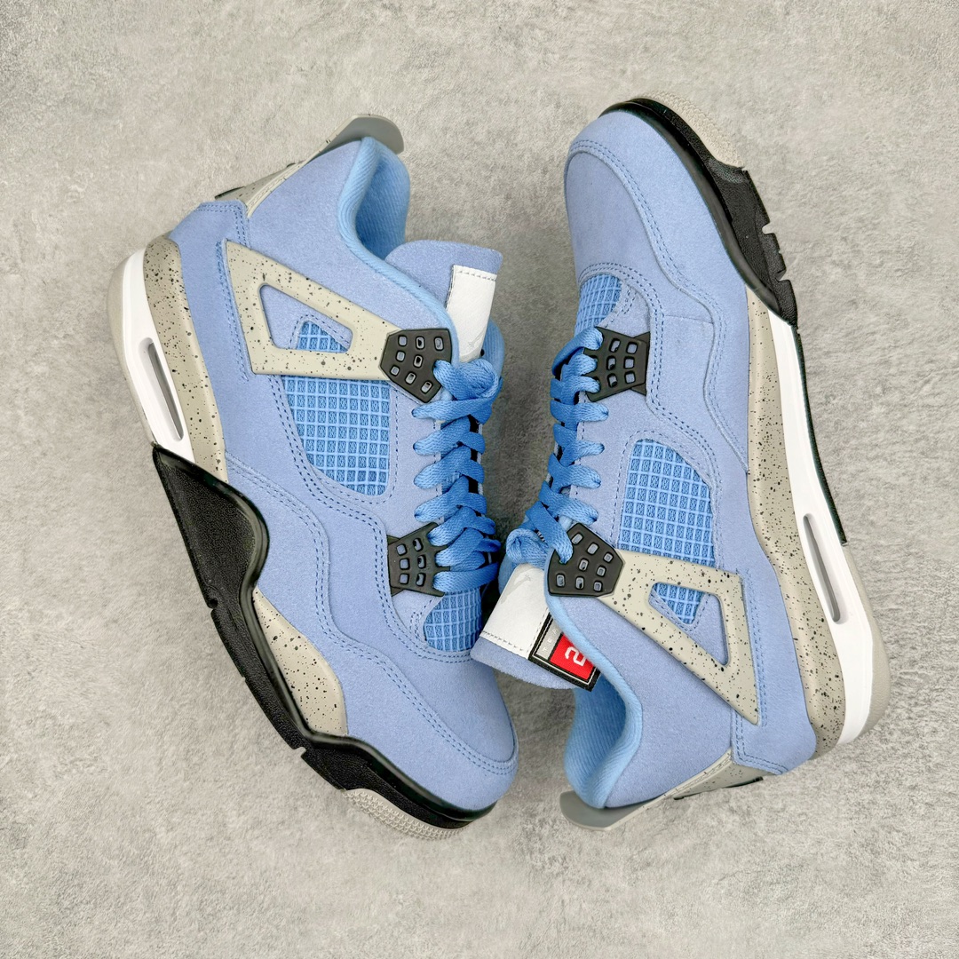 图片[3]-零售💰540 ＃Ljr Air Jordan AJ4 Retro SE \”University Blue\”大学蓝 CT8527-400 圈内高端零售标杆 独家外贸特供 耗时半年巨作 全套原纸板楦头开发 原厂特供皮料加持 确保原汁原味 完美呈现四代版型 一比一鞋头弧度高度鞋身弧度 数据细节工艺流程均保持原鞋一致 原厂TPU网格鞋带扣 正确内里网布 菱角分明不变形无多余毛边 柔软性质感一致于原鞋 市场唯一原厂鞋扣模具 背面可见隐藏注塑口 原厂织唛标 原厂飞人电绣工艺 尾指中部跳三针 独家绑鞋带手法 印刷中底布 四线拉帮 米色美纹纸贴合固定 进口港宝加持 后跟自然饱满 全鞋荧光划线卡点 追求极致完美 每一双都是工艺品 多重QC质检 超越公司货的品控标准 实实在在的免检产品 尺码：40.5 41 42 42.5 43 44 44.5 45 45.5 46 47.5 48.5 编码：by5936040-运动鞋