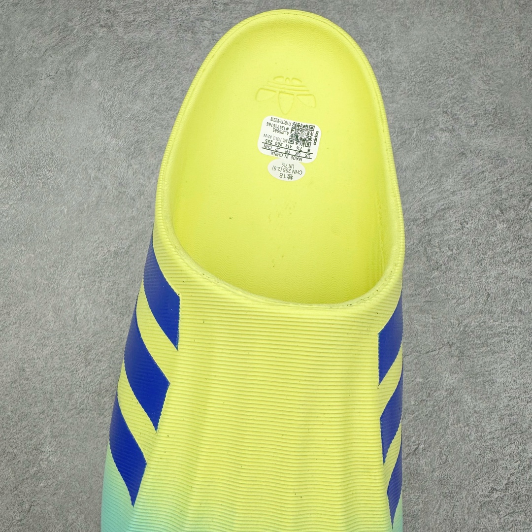 图片[5]-＃LJ渠道版 AD adiFOM Superstar MULE 贝壳头版一脚蹬半拖鸭掌鞋拖鞋 黄蓝色 JP5685 重金购入原鞋及原档案磨具生产指令开发 鞋头部位凹凸有致 横向大面积波浪纹理 后跟Logo 凹凸明显 轮廓分明 描漆定位精准 公整无偏差不溢出 LOGO内侧钢印清晰工整 原厂磨具全鞋无多余毛边 同源公司EVA粒子环保塑料 原厂指令配方 无任何异味 弹性卡色均保持原鞋一致 匠心打造 鞋口弧度大小 鞋面色泽质感同步原鞋 LOGO内侧钢印清晰工整 中底部分带原厂钢印编号 原厂Ortholite欧斯莱鞋垫 区别掉渣海玻璃鞋垫 吸汗防臭的效果无法相提并论 原厂定制原标 同比ZP 符合人体设计 产品基于标志性 Superstar 鞋款轮廓的同时 利用可再生的甘蔗加工物材料制成一体式泡沫鞋身 无鞋带设计更加方便穿脱 点睛之笔在于标志性的三道杠出现在鞋子的两侧 鞋跟贴片上饰有品牌标志性的三叶草压花 偏小一码 尺码：35.5 36 36.5 37 38 38.5 39 40 40.5 41 42 42.5 43 44 44.5 45 46-选品中心