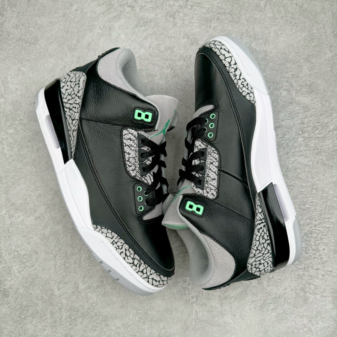 图片[3]-零售💰460 ＃Lw纯原 Air Jordan AJ3 Retro 黑蒂芙尼绿 CT8532-031 圈内最强三代系列 匠心打造 开发时长超过半年 目前可过各类鉴定或无法鉴定 裸鞋随便操作 全套原纸板楦头开发 原厂大底磨具加持立体防滑纹理 原装可视Air Sole气垫 原汁原味最完美的三代版型 唯一正确鞋头趴度弧度高度鞋身腰线 原厂TPU彩虹扎染后跟饰片 正确内里反口里网布 皮料菱角分明不变形无多余毛边 广东原厂zp同批次手工大底描漆拉丝 市场唯一原厂鞋扣模具 原厂织唛标 原厂飞人电绣工艺 尾指中部跳三针 独家绑鞋带手法 印刷中底布 四线拉帮 米色美纹纸贴合固定 进口港宝加持 后跟自然饱满 全鞋荧光划线卡点 追求极致完美 每一双都是工艺品 多重QC质检 超越公司货的品控标准 实实在在的免检产品 SIZE：36 36.5 37.5 38 38.5 39 40 40.5 41 42 42.5 43 44 44.5 45 45.5 46 47.5 48.5 编码：by4936060-运动鞋